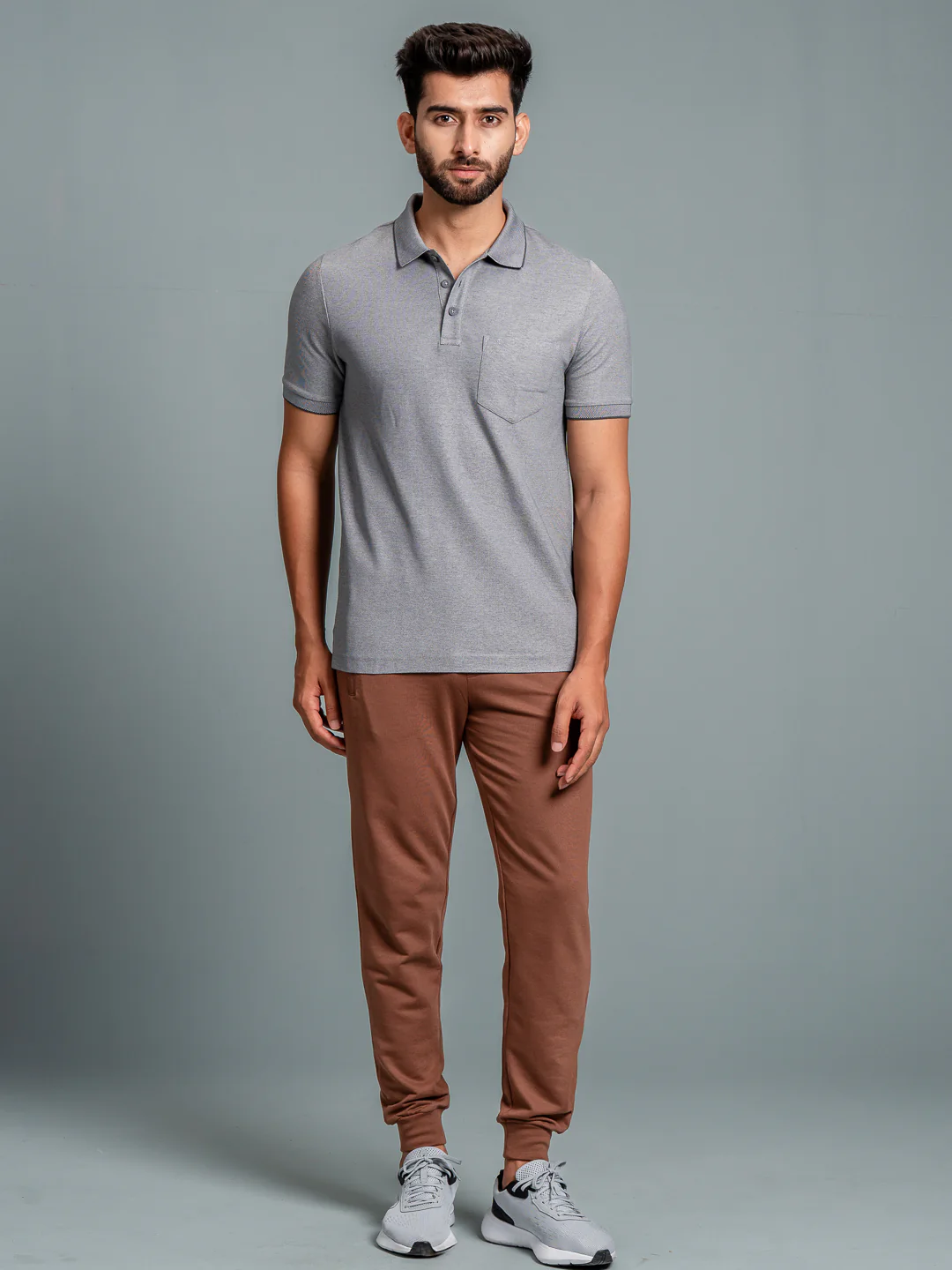 Combed Cotton Rich Jogger with Side Pockets Camel EJ5 - Image 2