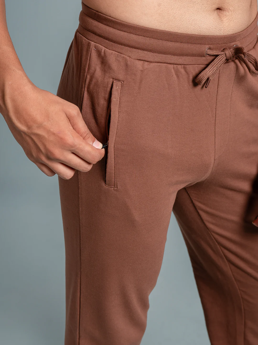 Combed Cotton Rich Jogger with Side Pockets Camel EJ5 - Image 3