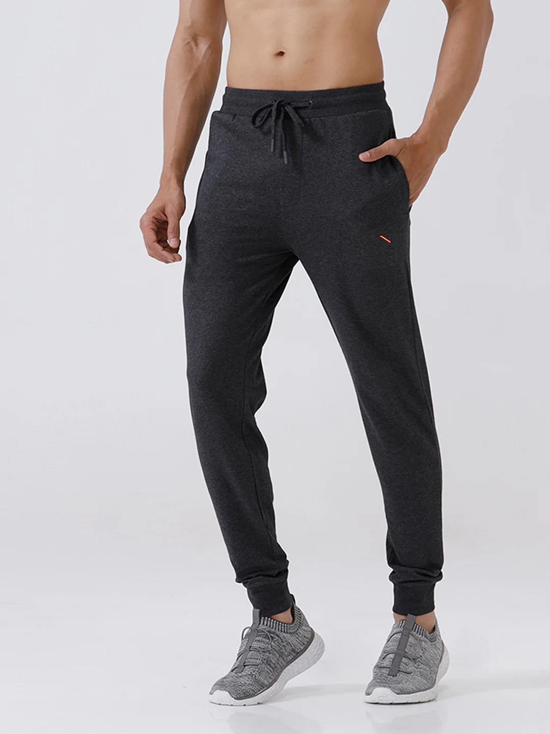 Combed Cotton Rich Jogger with Side Pockets Charcoal Melange JP2