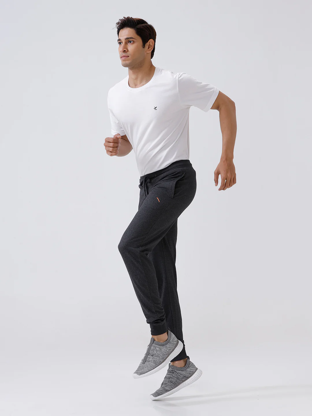 Combed Cotton Rich Jogger with Side Pockets Charcoal Melange JP2 - Image 2