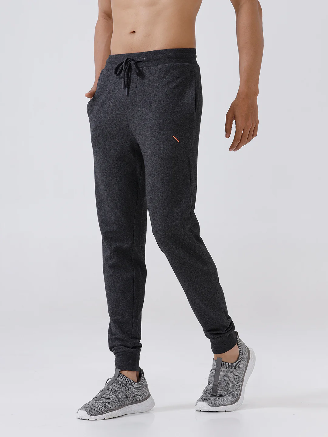 Combed Cotton Rich Jogger with Side Pockets Charcoal Melange JP2 - Image 3