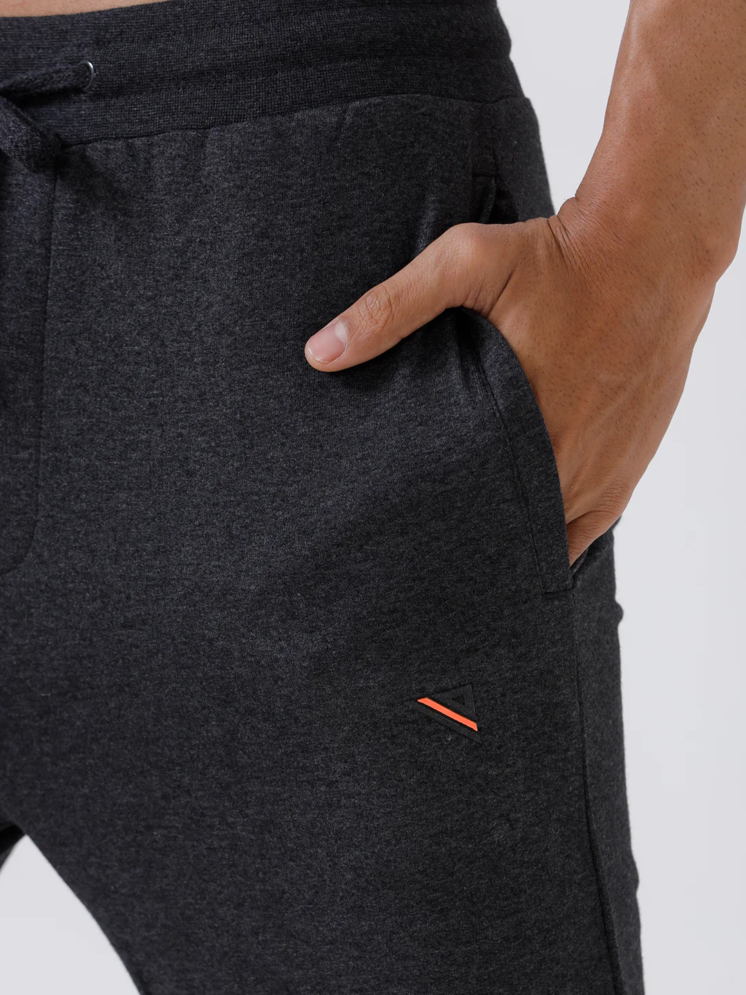Combed Cotton Rich Jogger with Side Pockets Charcoal Melange JP2 - Image 4