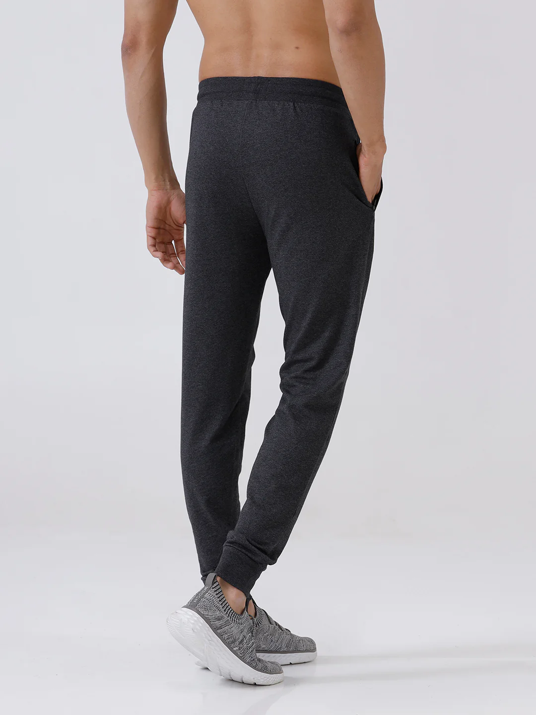 Combed Cotton Rich Jogger with Side Pockets Charcoal Melange JP2 - Image 7