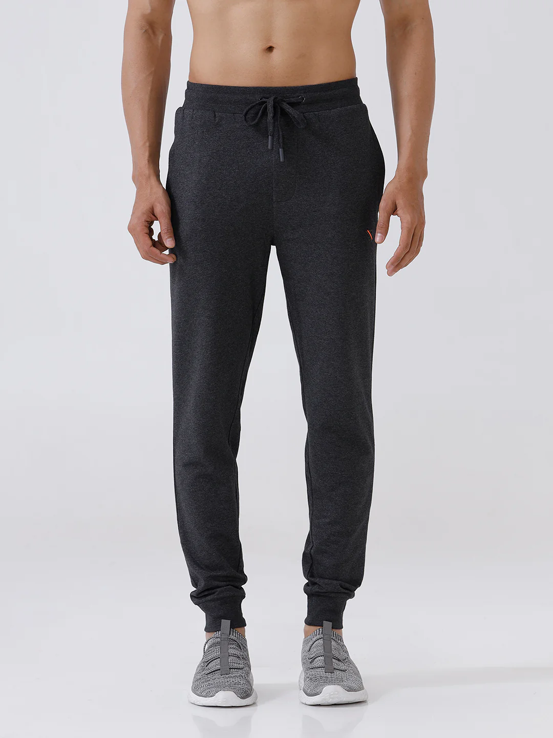 Combed Cotton Rich Jogger with Side Pockets Charcoal Melange JP2 - Image 8