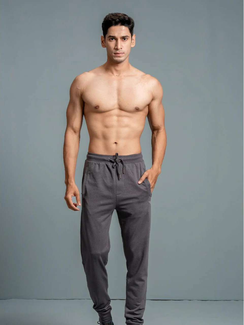Combed Cotton Rich Jogger with Side Pockets Dark Grey EJ2 - Image 3