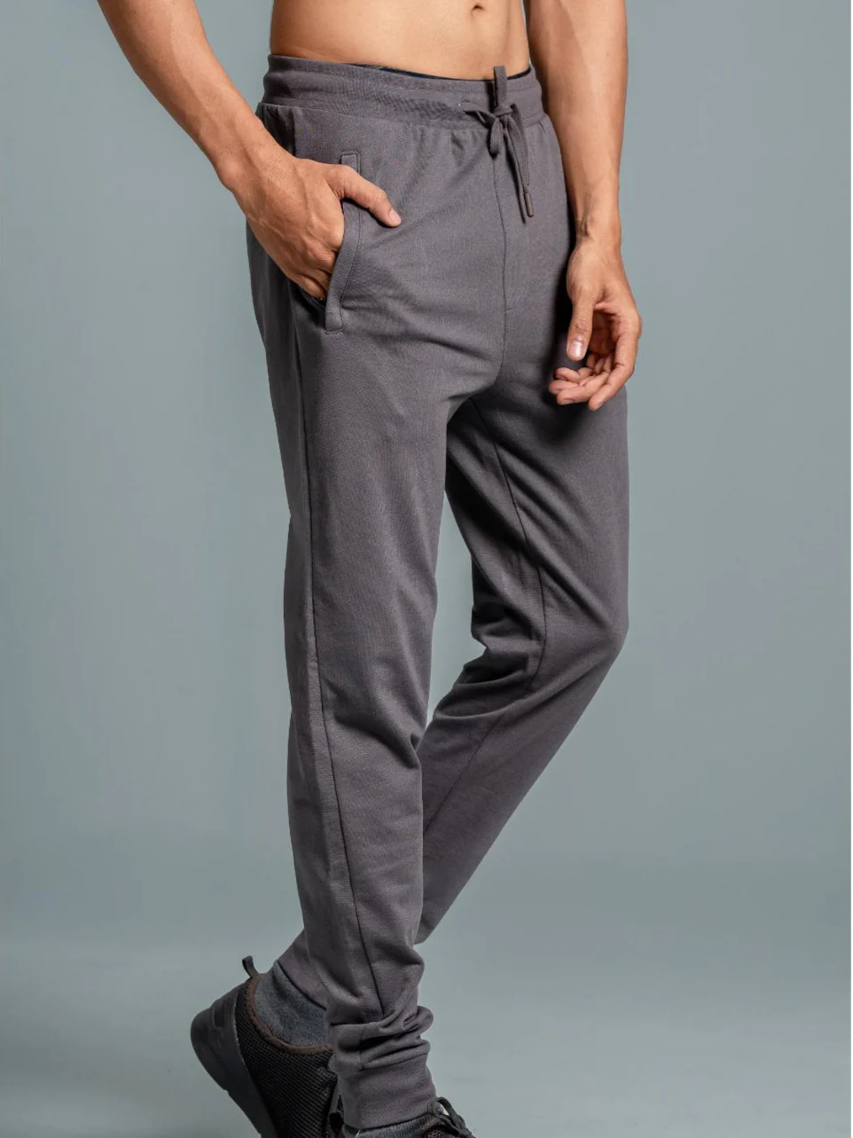 Combed Cotton Rich Jogger with Side Pockets Dark Grey EJ2 - Image 5