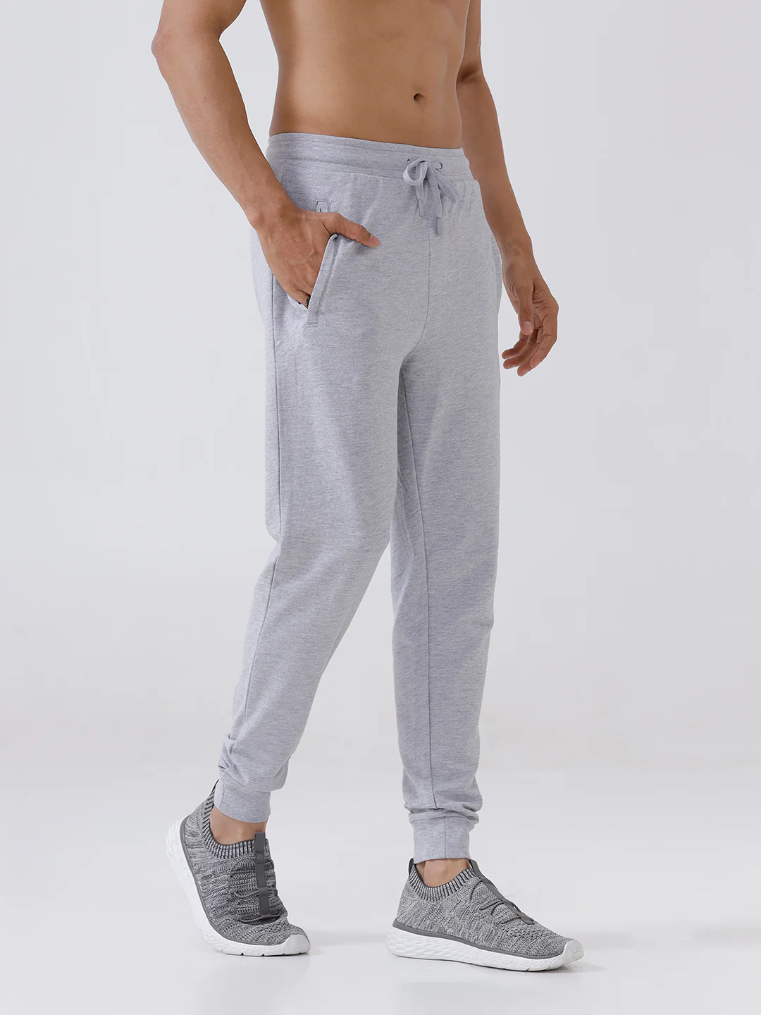Combed Cotton Rich Jogger with Side Pockets Grey Melange EJ1