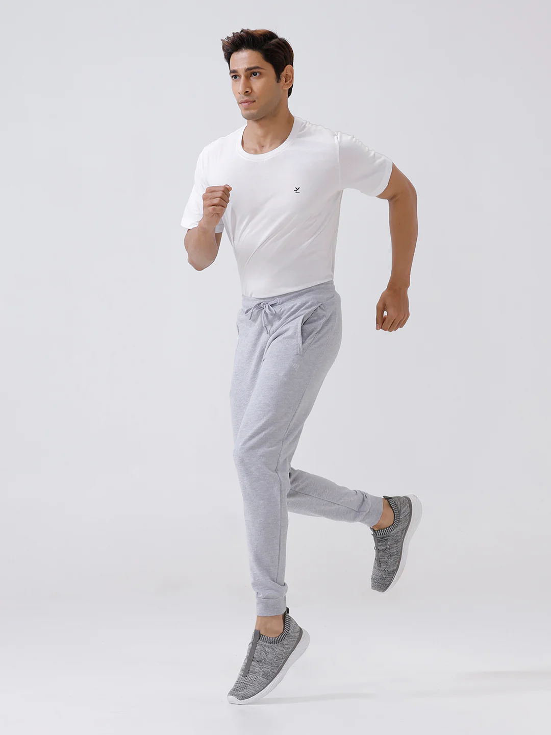 Combed Cotton Rich Jogger with Side Pockets Grey Melange EJ1 - Image 2