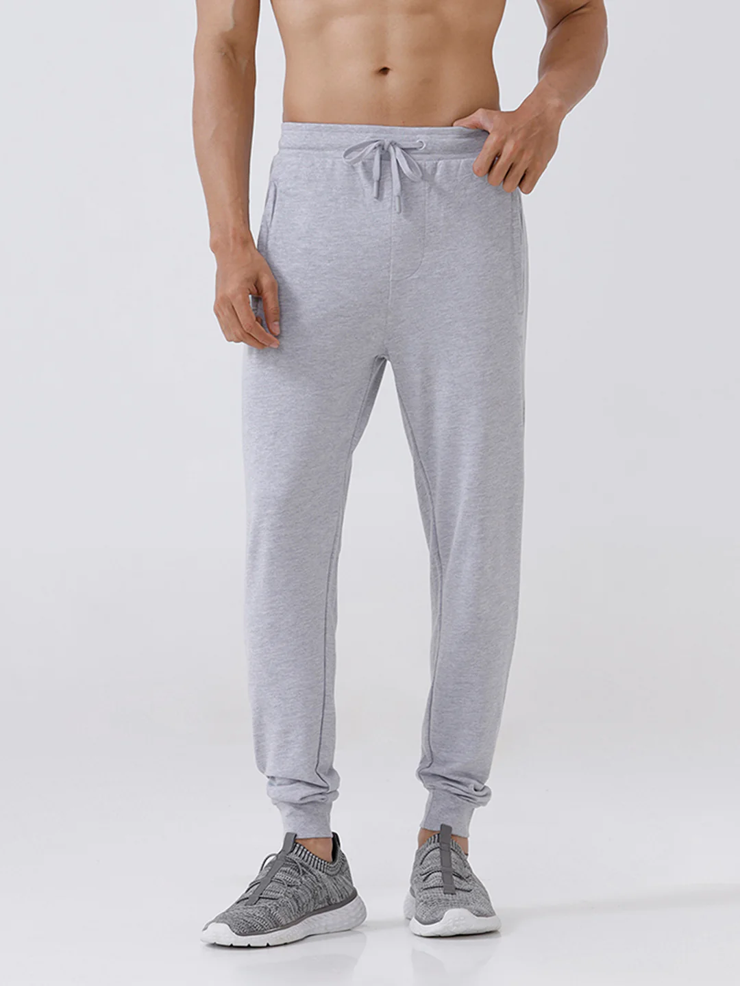 Combed Cotton Rich Jogger with Side Pockets Grey Melange EJ1 - Image 3