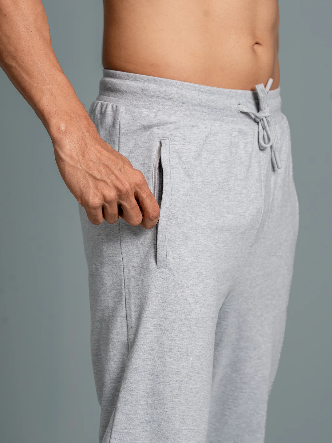 Combed Cotton Rich Jogger with Side Pockets Grey Melange JP1 - Image 3