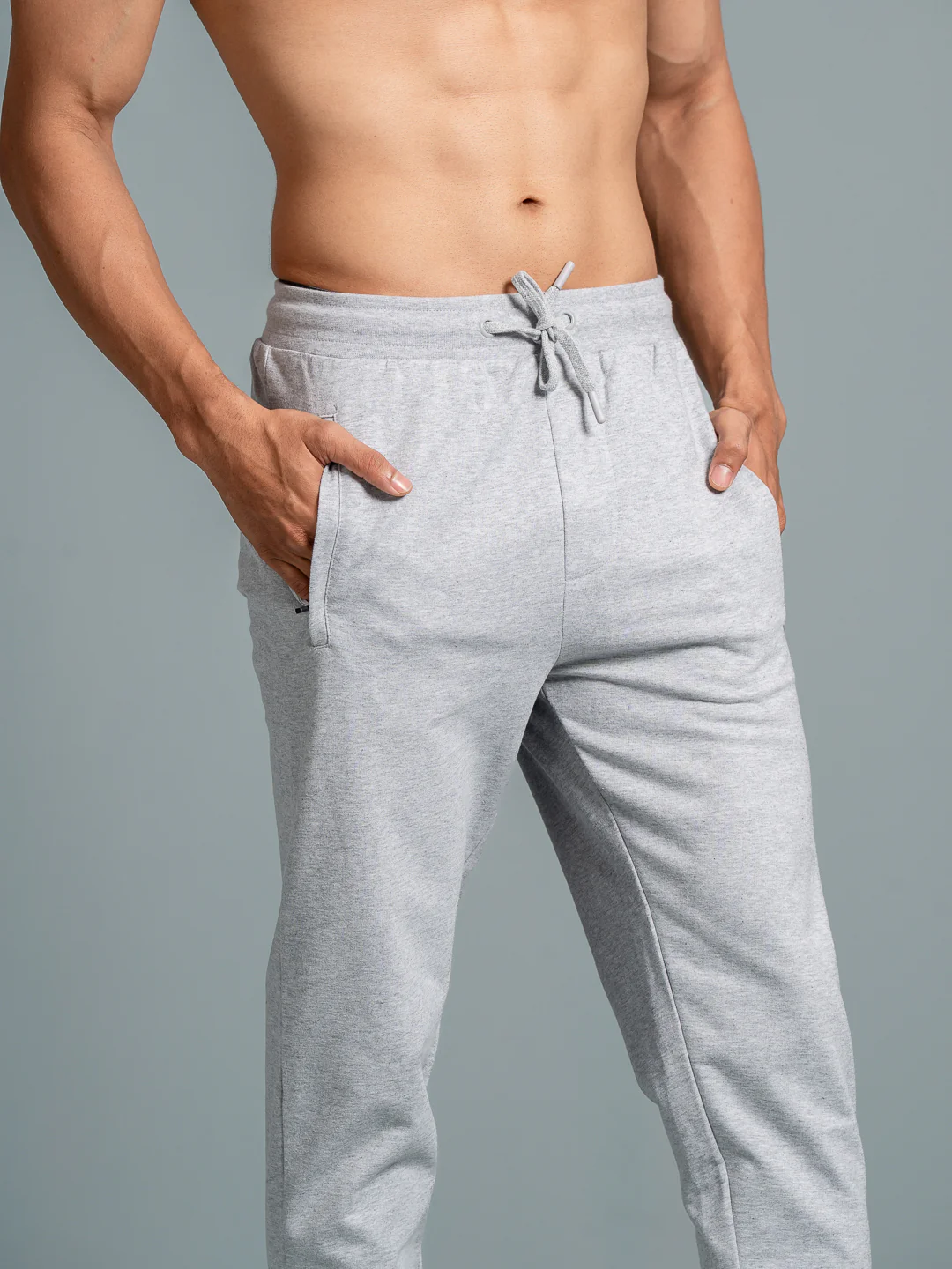 Combed Cotton Rich Jogger with Side Pockets Grey Melange JP1 - Image 4