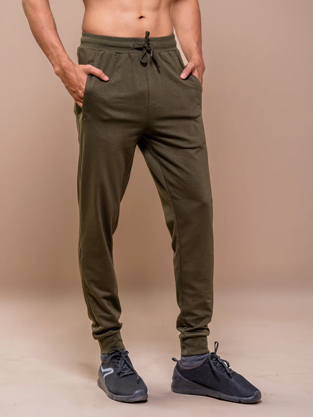 Combed Cotton Rich Jogger with Side Pockets Olive Green EJ6