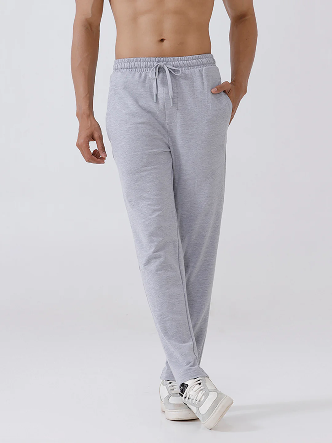 Combed Cotton Rich Track Pant with Side Pockets Grey Melange ETT3