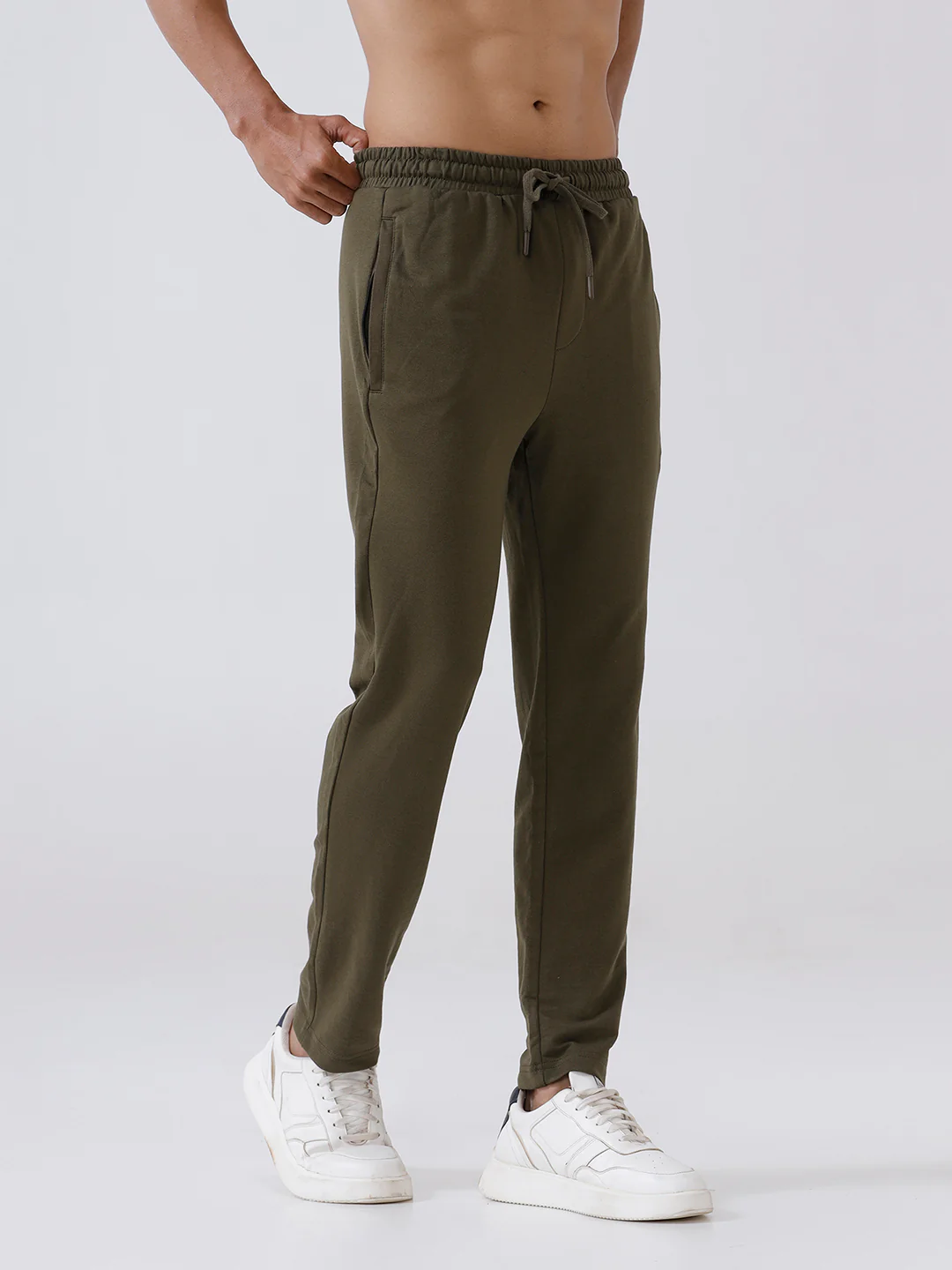Combed Cotton Rich Track Pant with Side Pockets Olive ETT5 - Image 4