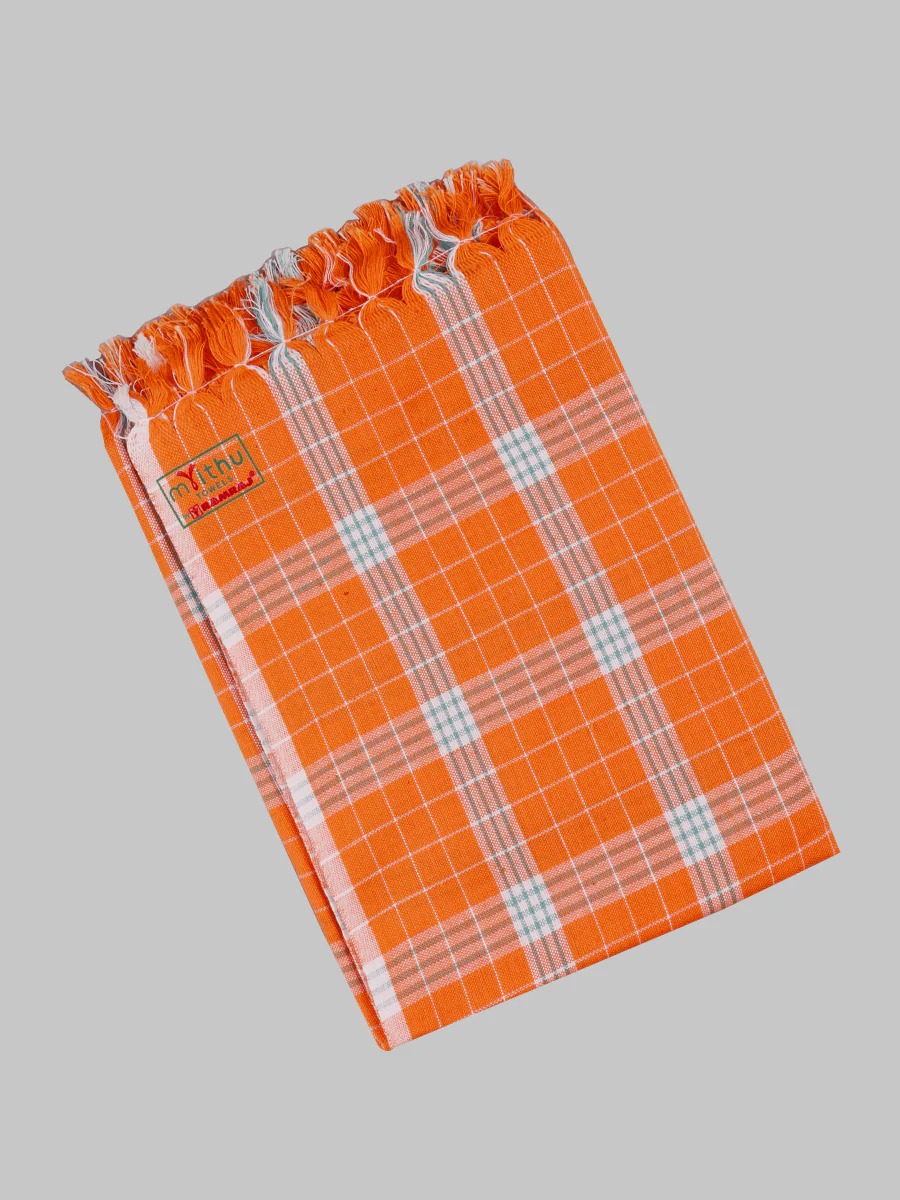Cotton Assorted Colour Checked Bath Towel ( Pack Of 2 ) - Image 2