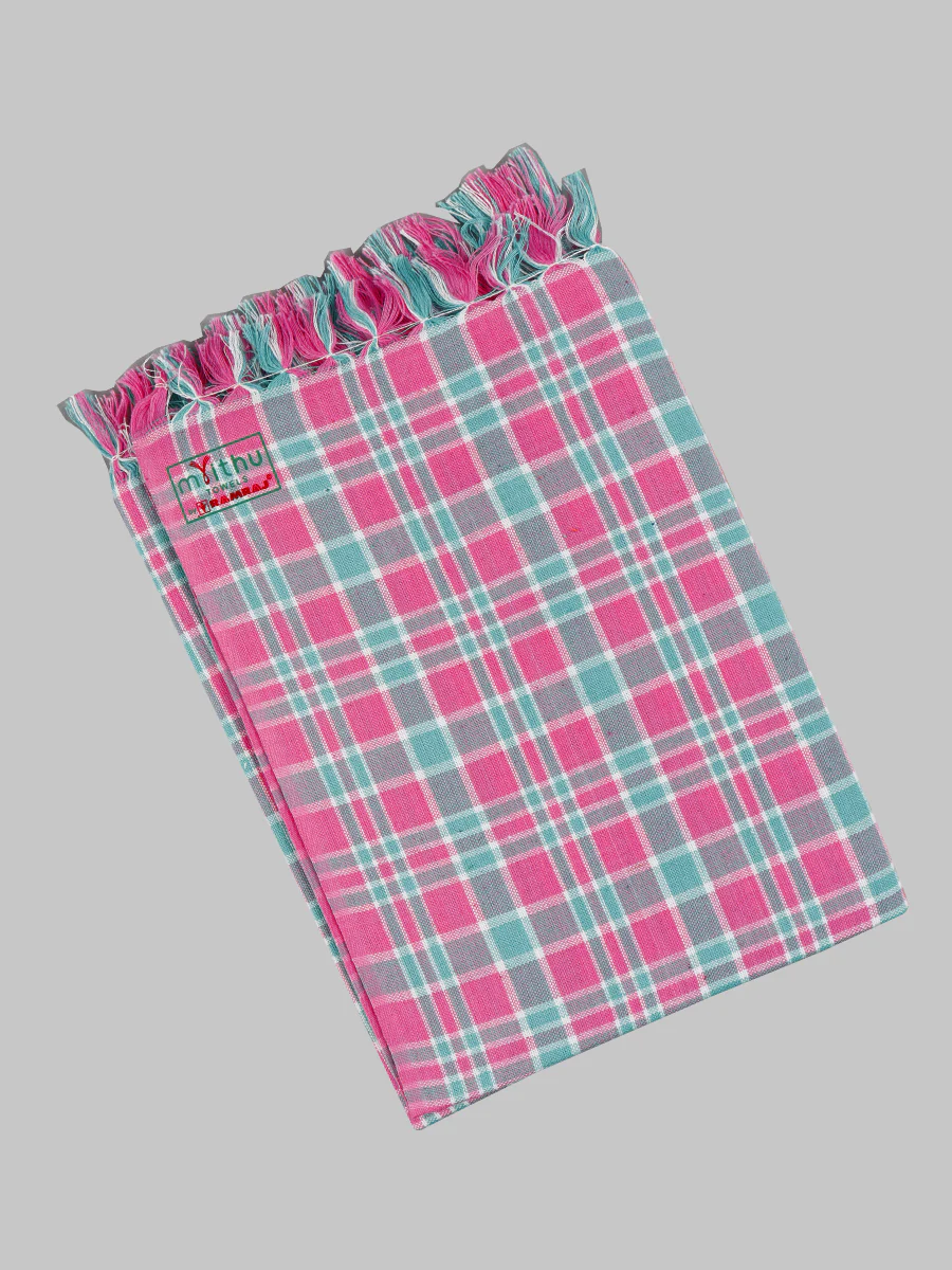 Cotton Assorted Colour Checked Bath Towel ( Pack Of 2 ) - Image 4
