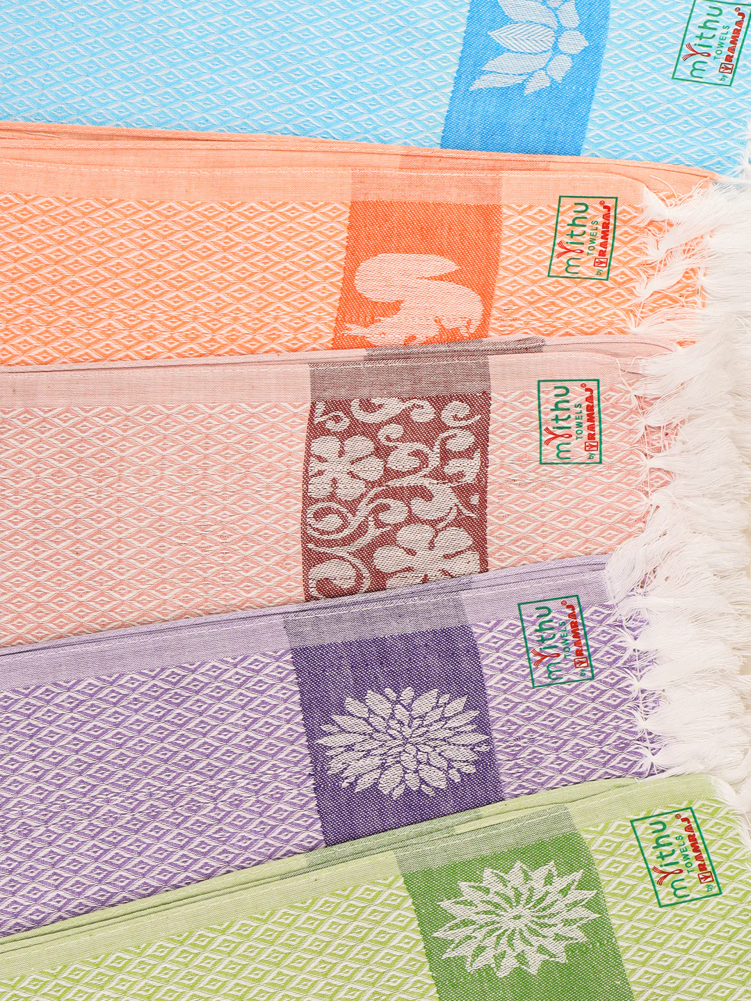 Cotton Assorted Colour Napkin / Hand Towel (Pack of 5) - Image 3
