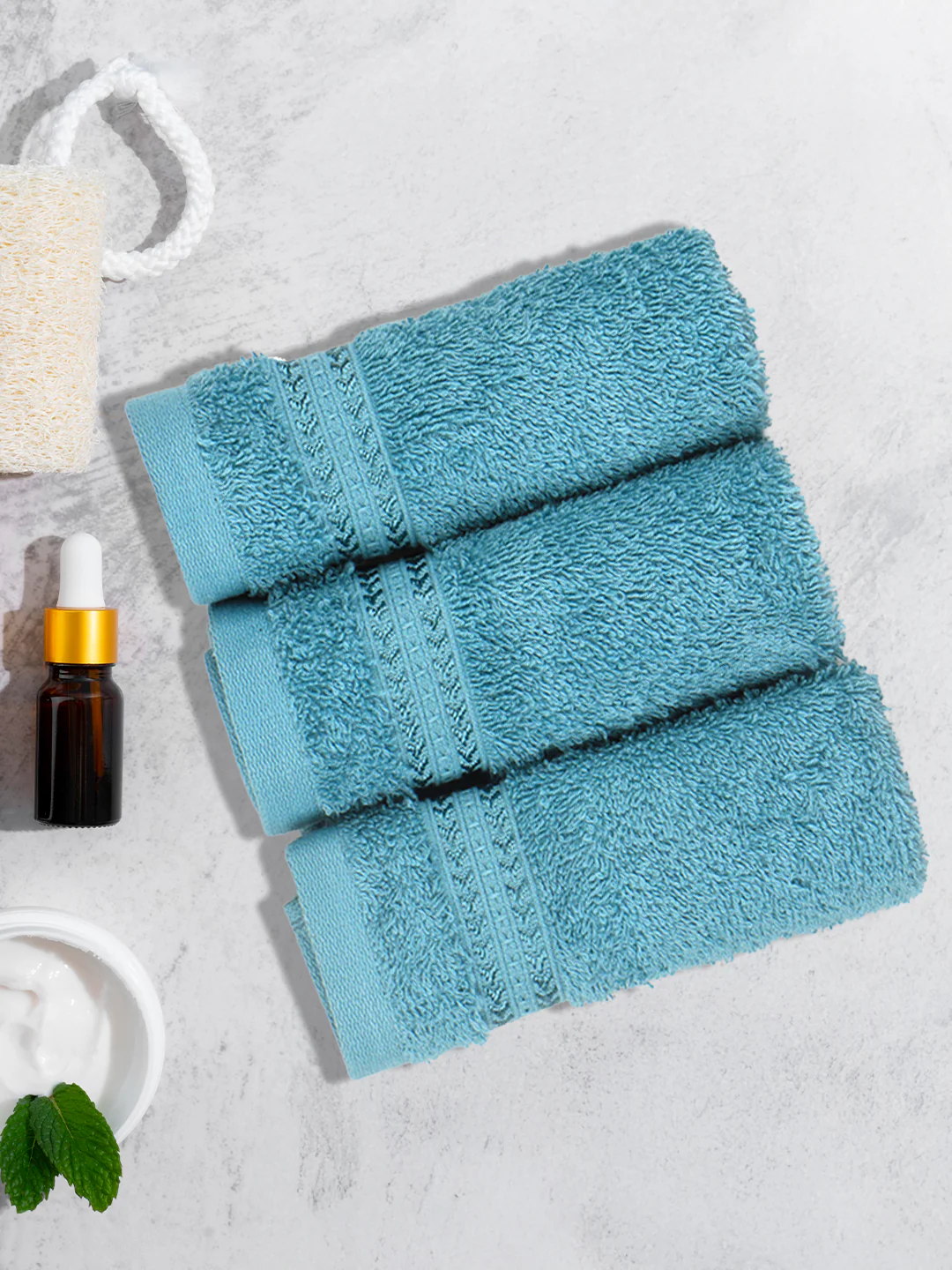 Cotton Bamboo Face Towel Blue (Pack of 4) - Image 2