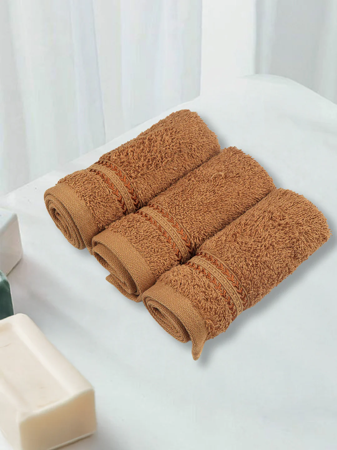 Cotton Bamboo Face Towel Brown (Pack of 4) - Image 2