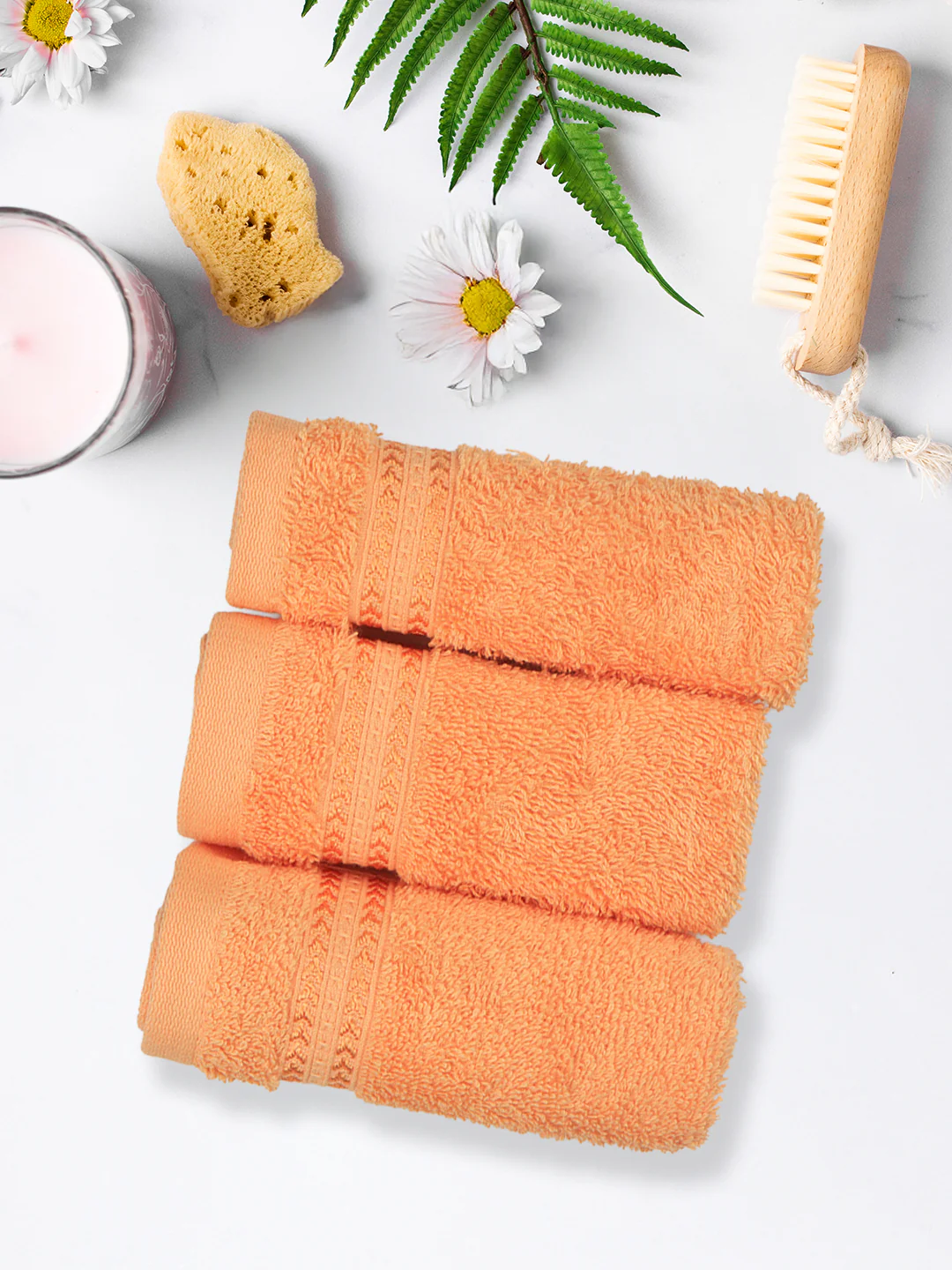 Cotton Bamboo Face Towel Orange (Pack of 4) - Image 2