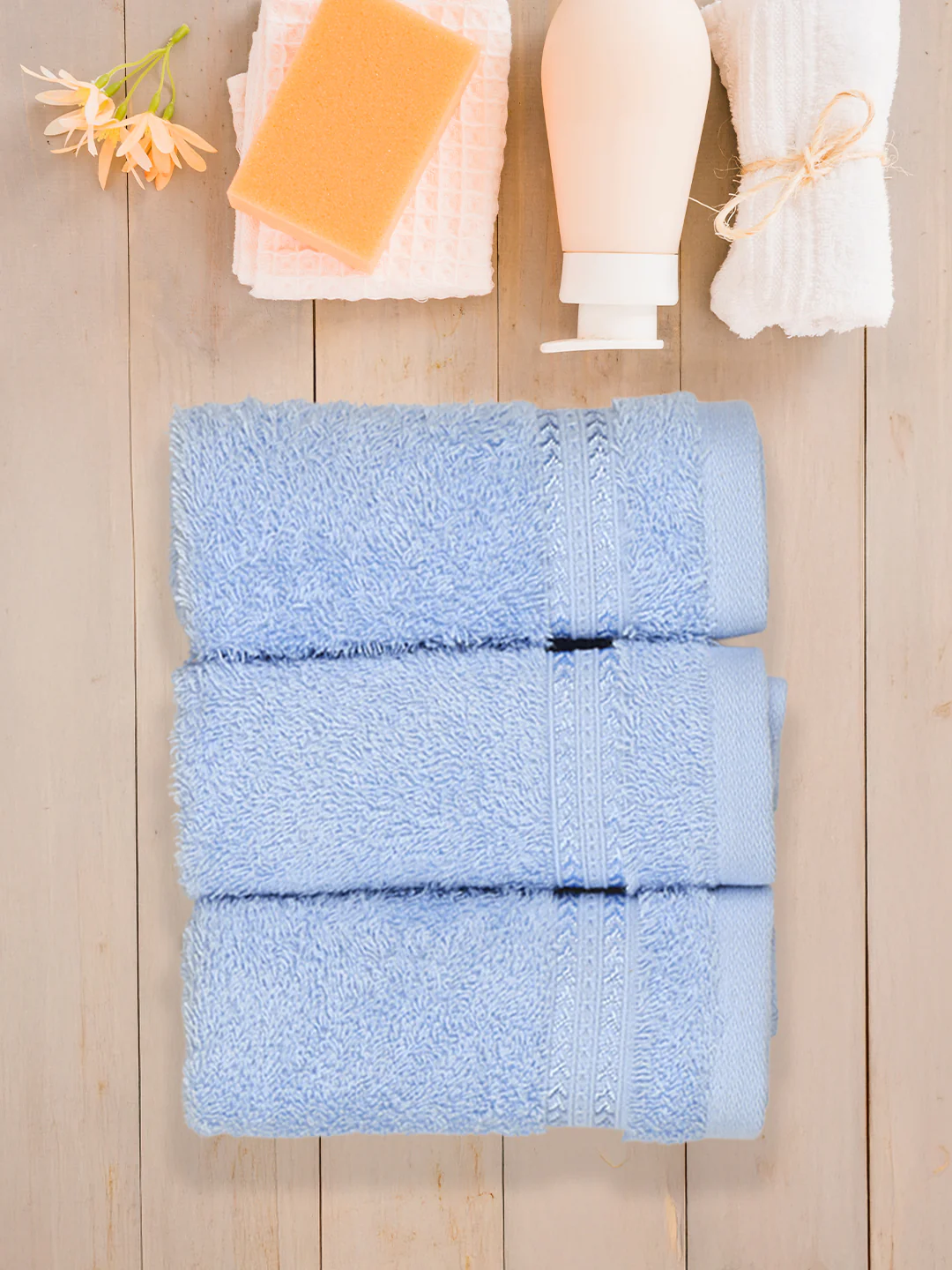 Cotton Bamboo Face Towel Sky Blue (Pack of 4) - Image 2