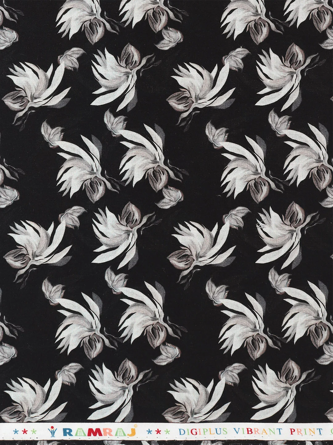 Cotton Blend Black and White Printed Shirt Fabric Savoy Print - Image 2