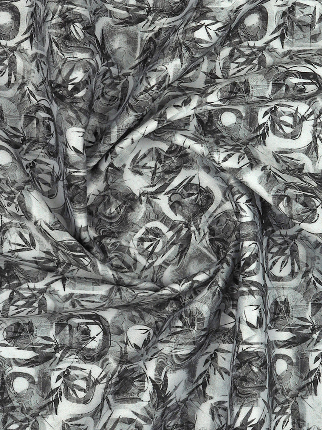 Cotton Blend Black Printed Shirt Fabric Savoy Print