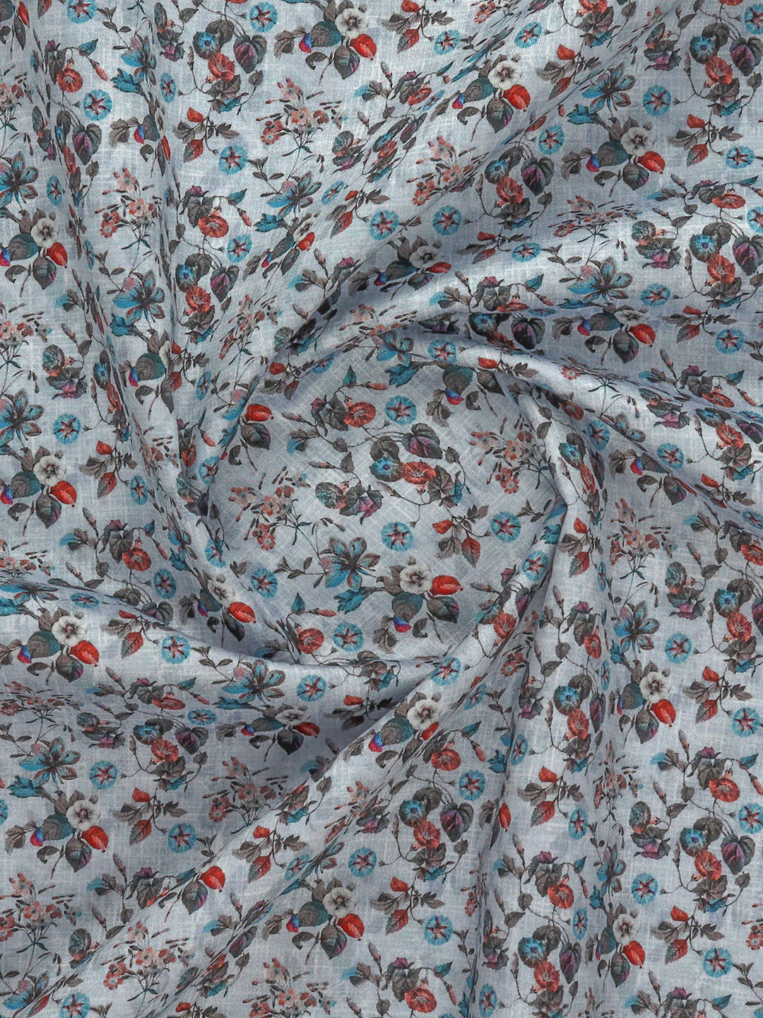 Cotton Blend Blue Printed Shirt Fabric Savoy Print