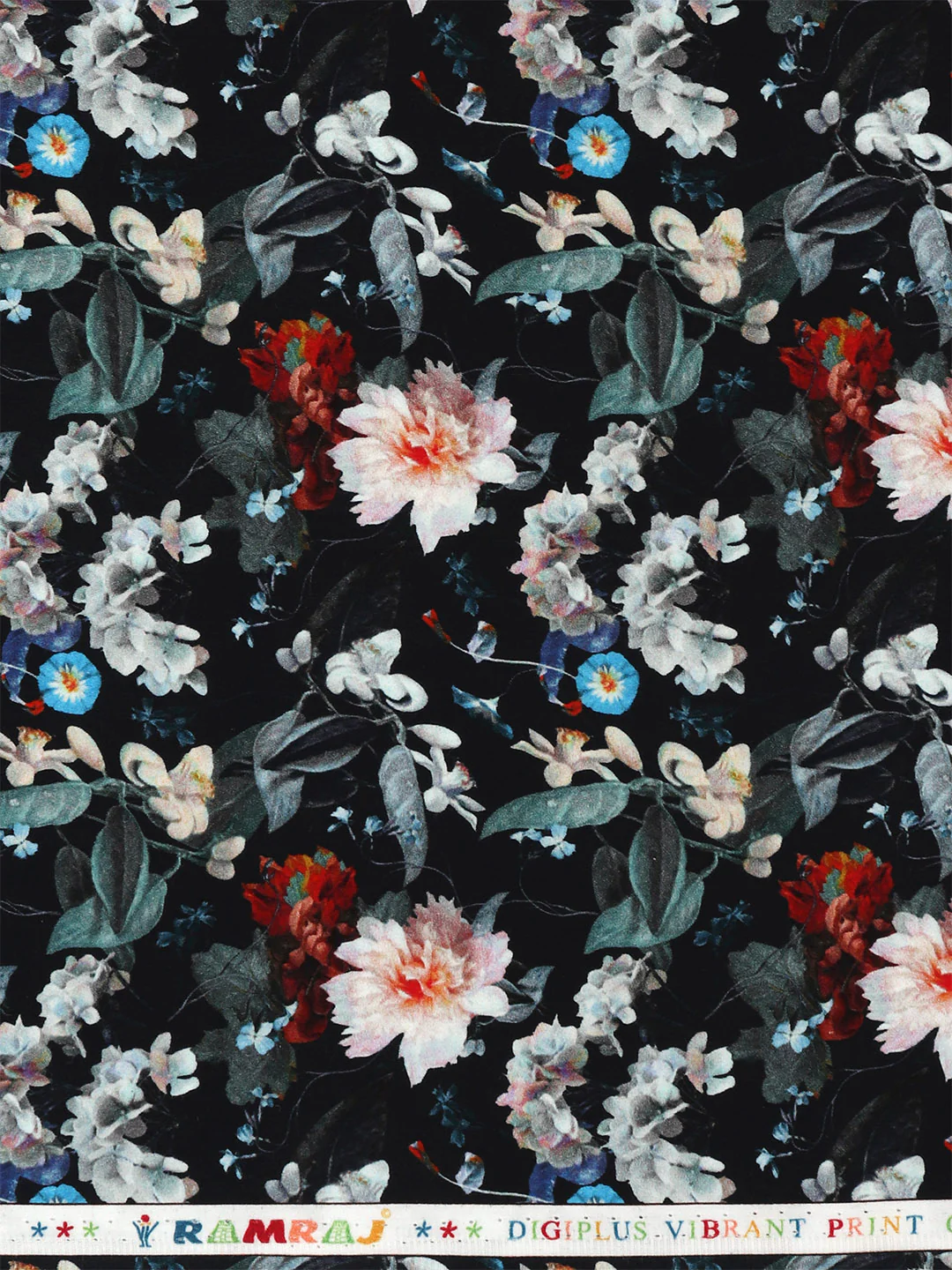 Cotton Blend Dark Blue Printed Shirt Fabric Savoy Print - Image 2