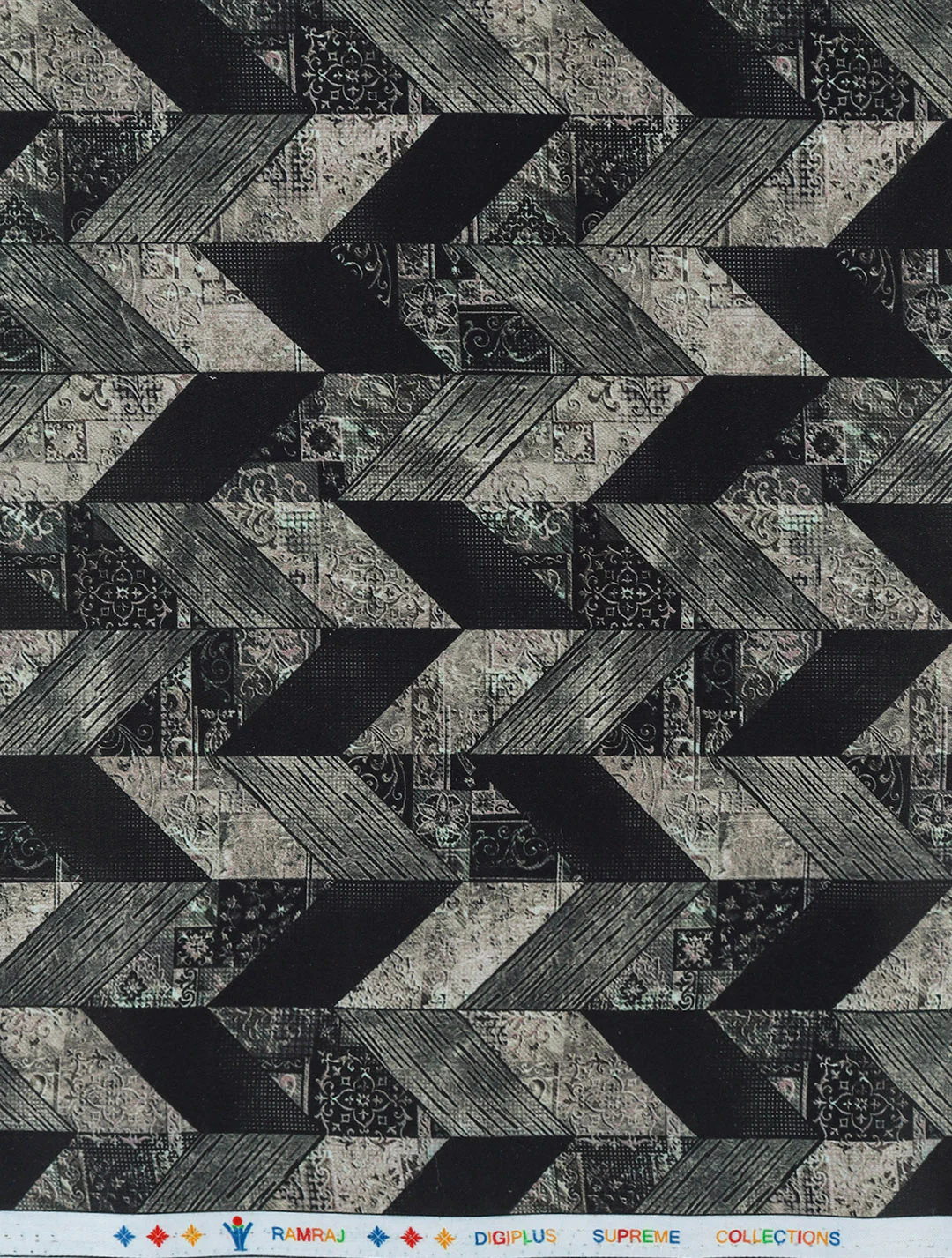 Cotton Blend Printed Shirt Fabric Black Rolex Print - Image 2