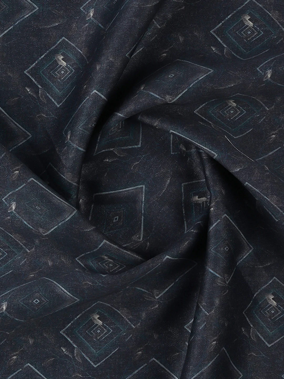 Cotton Blend Printed Shirt Fabric Dark Blue Rolex Print