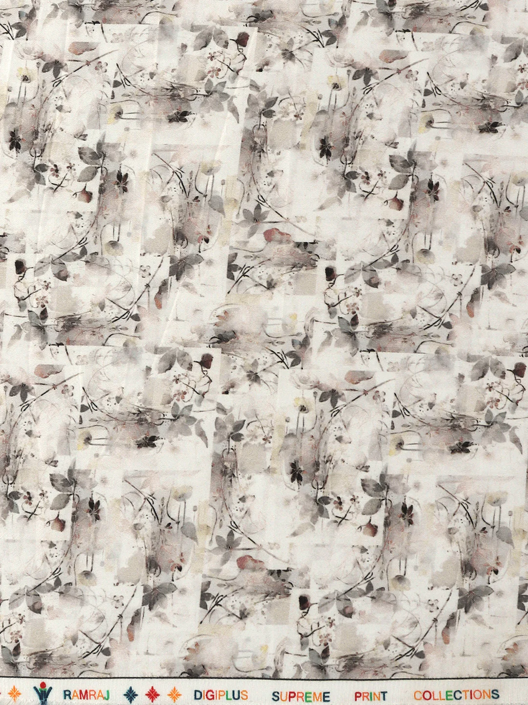 Cotton Blend Printed Shirt Fabric Grey Rolex Print - Image 2
