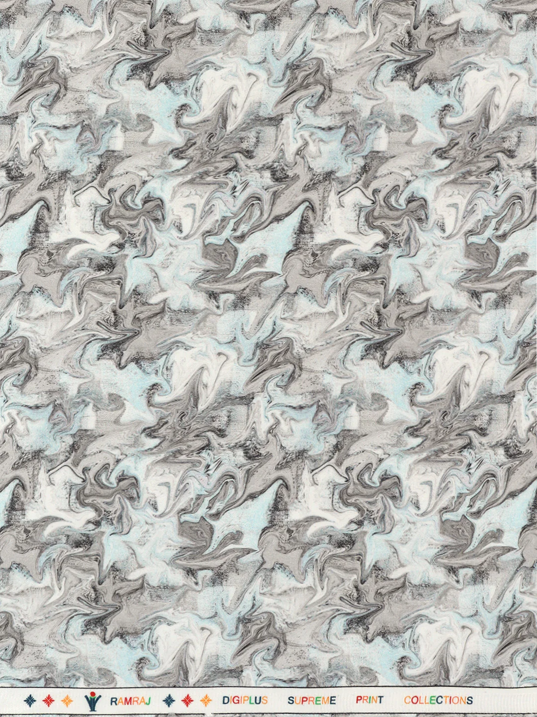 Cotton Blend Printed Shirt Fabric Greyish Blue Rolex Print - Image 2