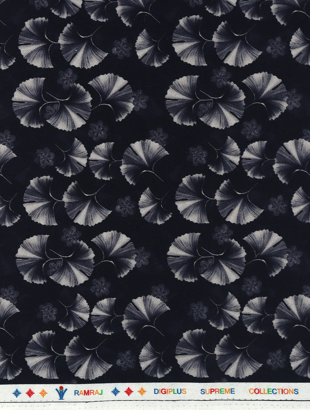 Cotton Blend Printed Shirt Fabric Navy with Grey Rolex Print - Image 2