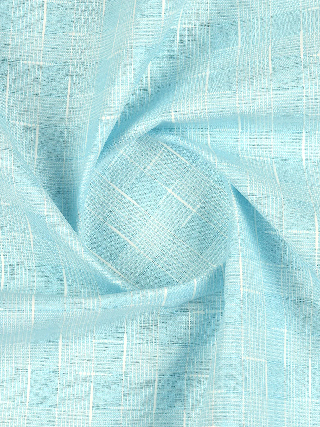 Cotton Blend Self Design Blue Fabric Pink High Style