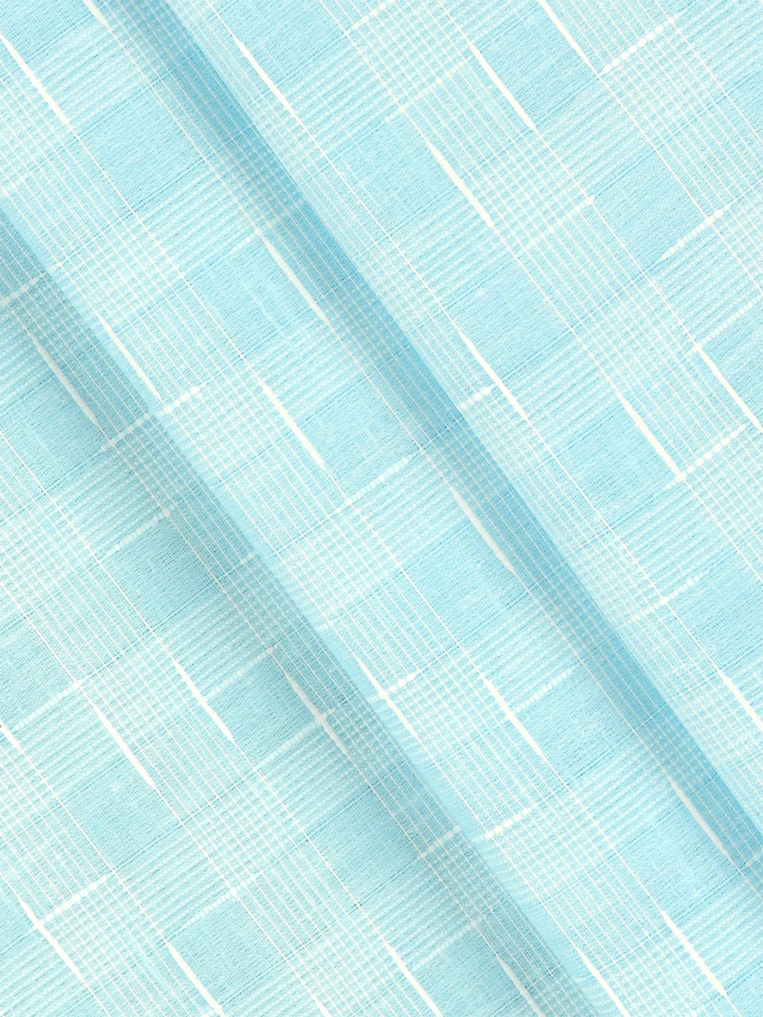 Cotton Blend Self Design Blue Fabric Pink High Style - Image 2