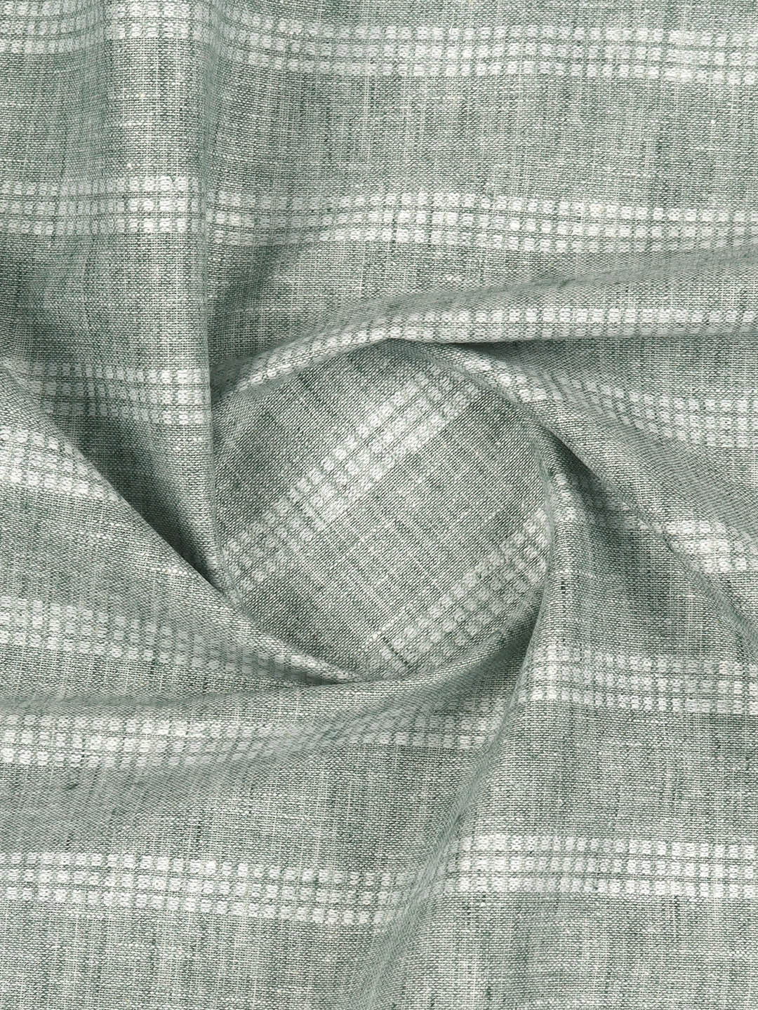 Cotton Blend Self Design Fabric Green High Style