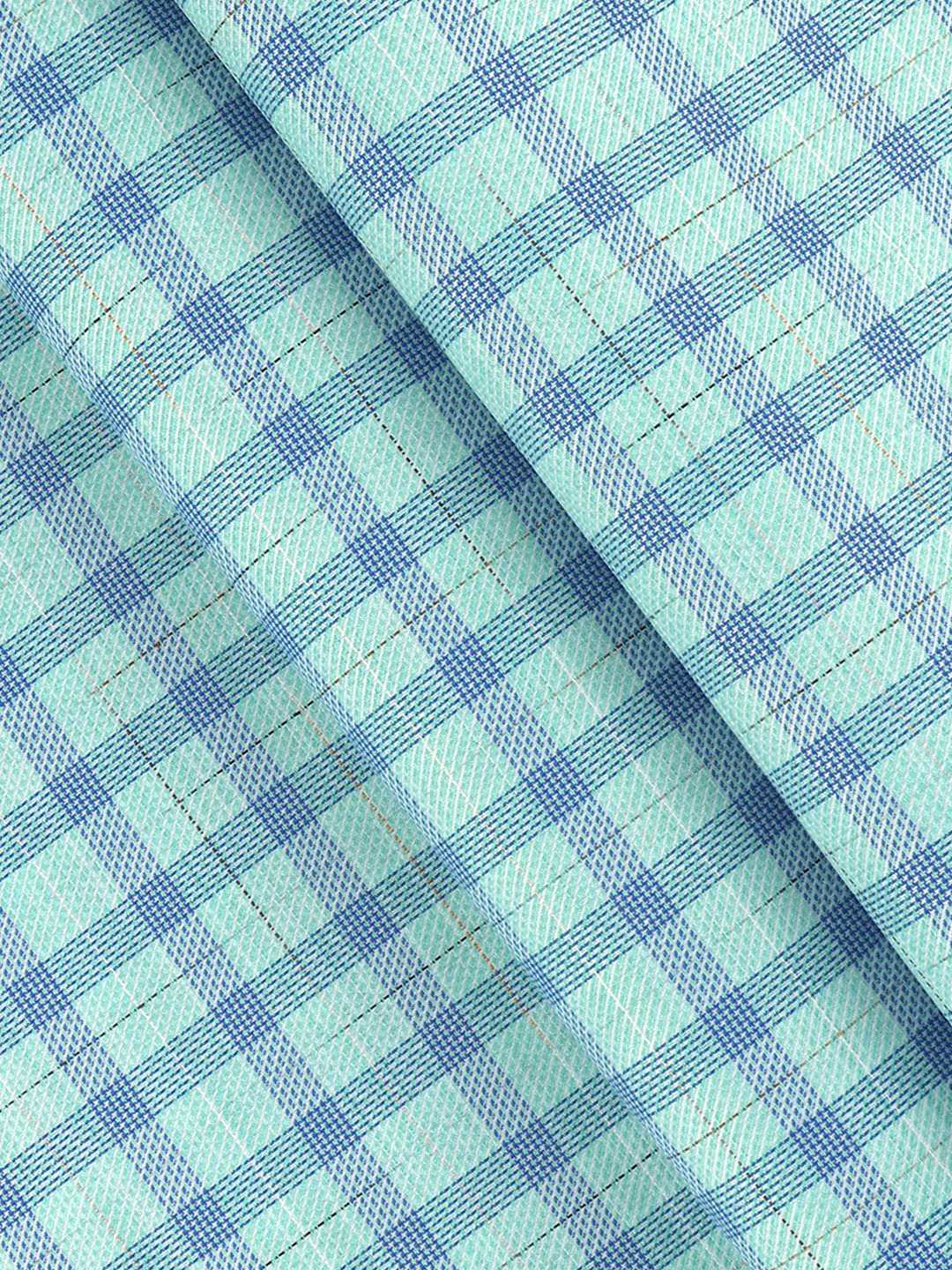 Cotton Blend Self Design Fabric Green with Blue High Style - Image 2
