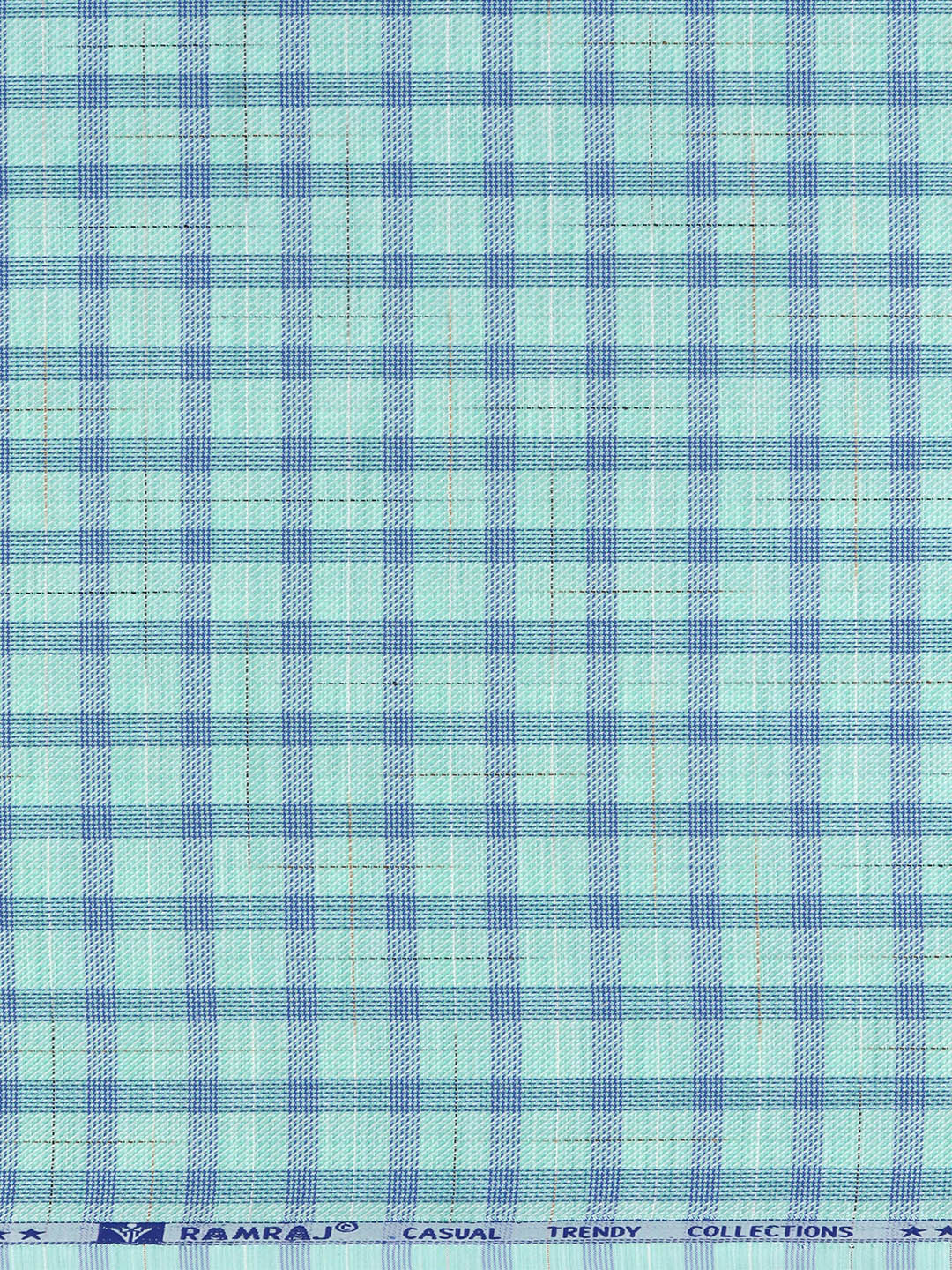 Cotton Blend Self Design Fabric Green with Blue High Style - Image 3