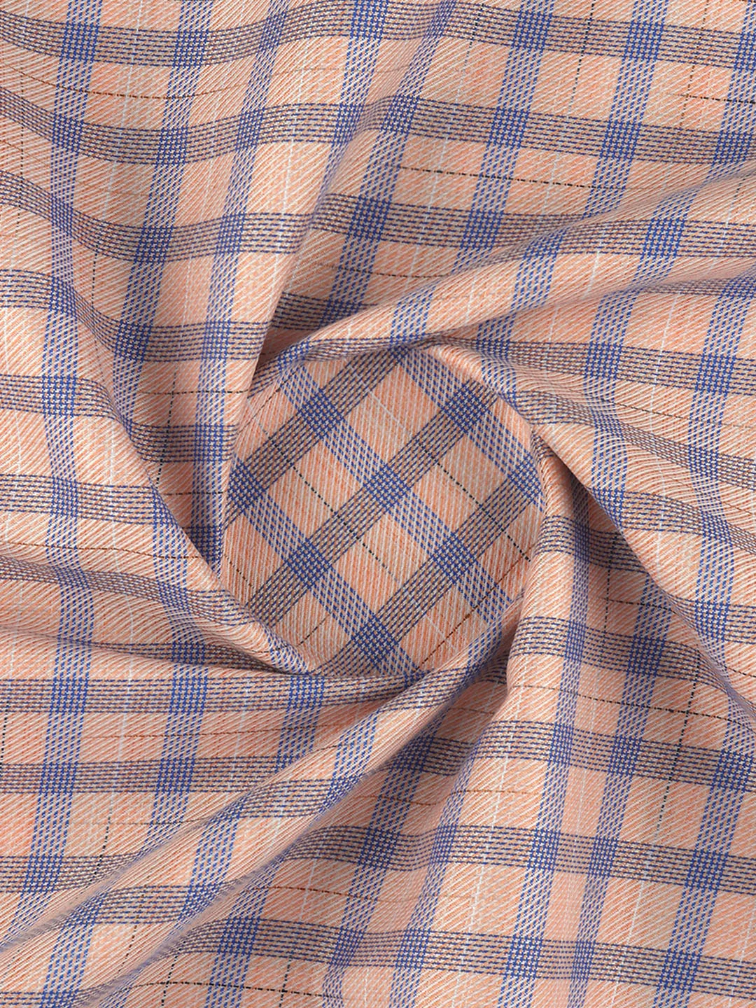 Cotton Blend Self Design Fabric Orange with Blue High Style