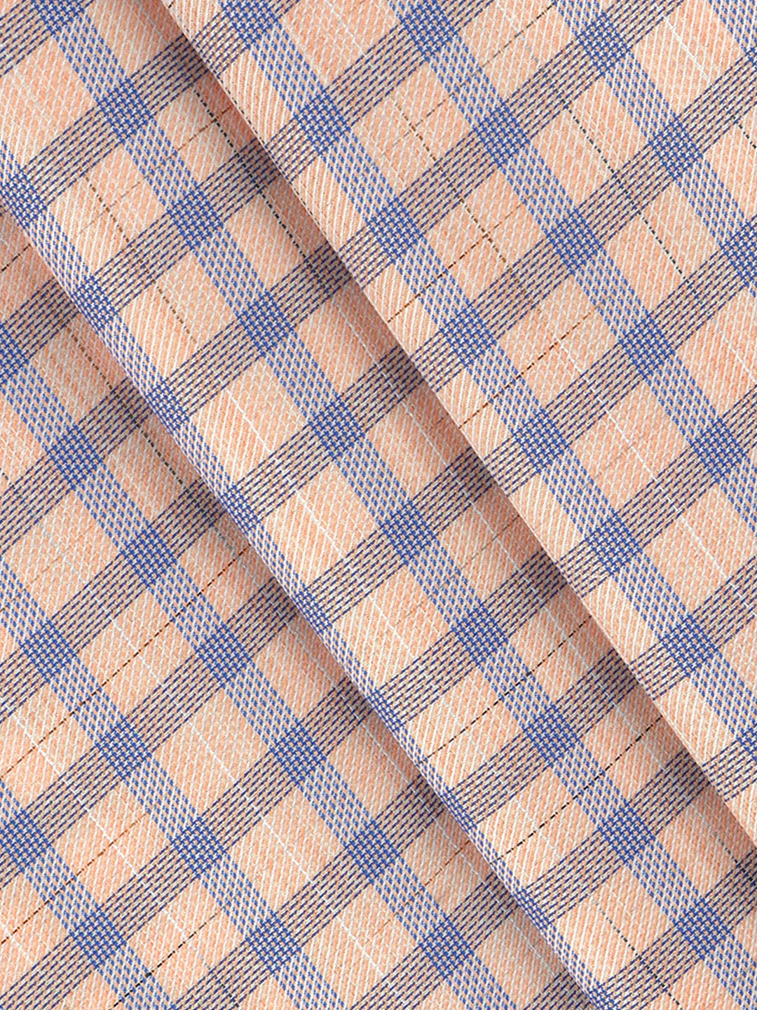 Cotton Blend Self Design Fabric Orange with Blue High Style - Image 2