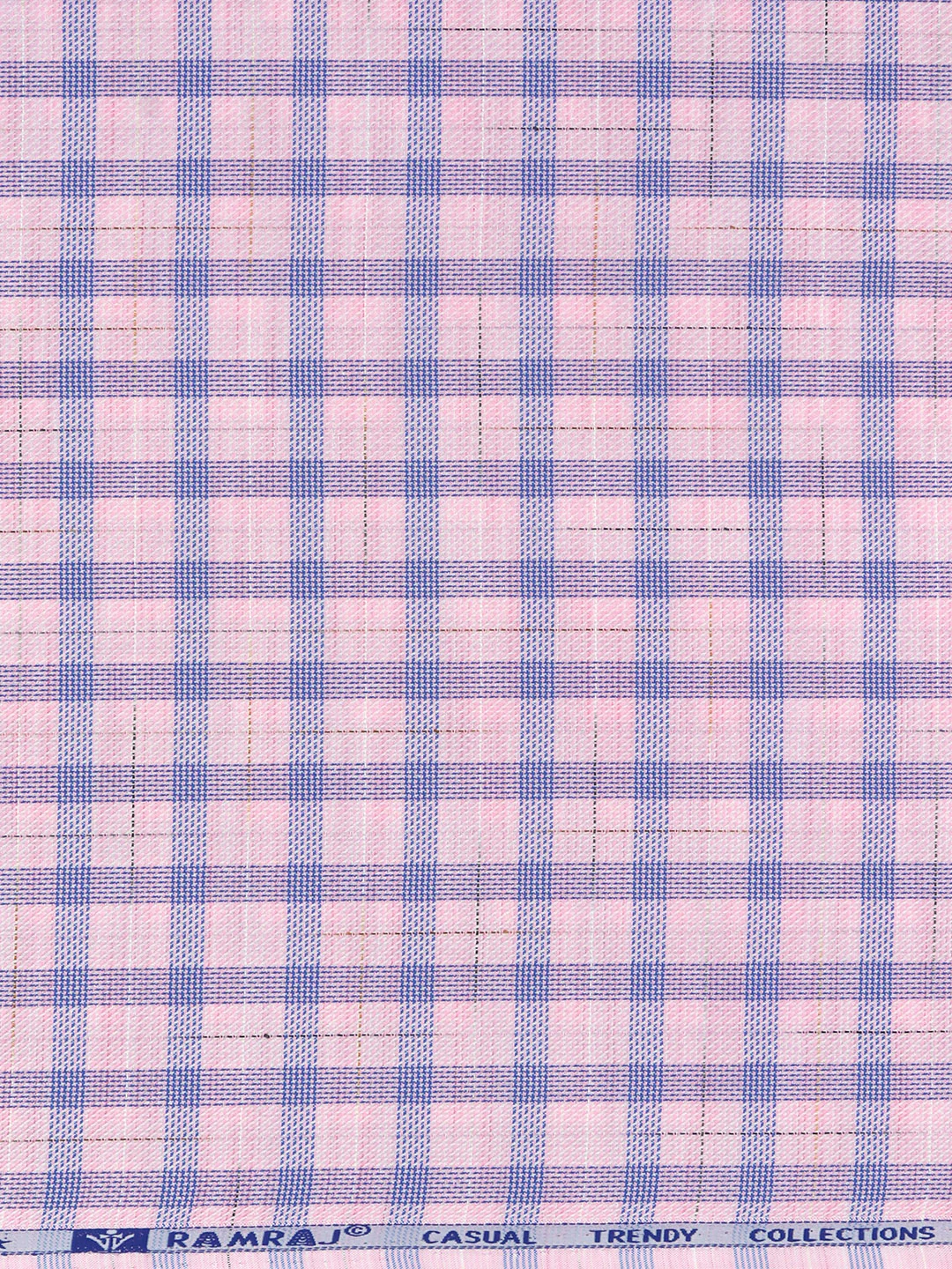 Cotton Blend Self Design Fabric Pink with Blue High Style - Image 3