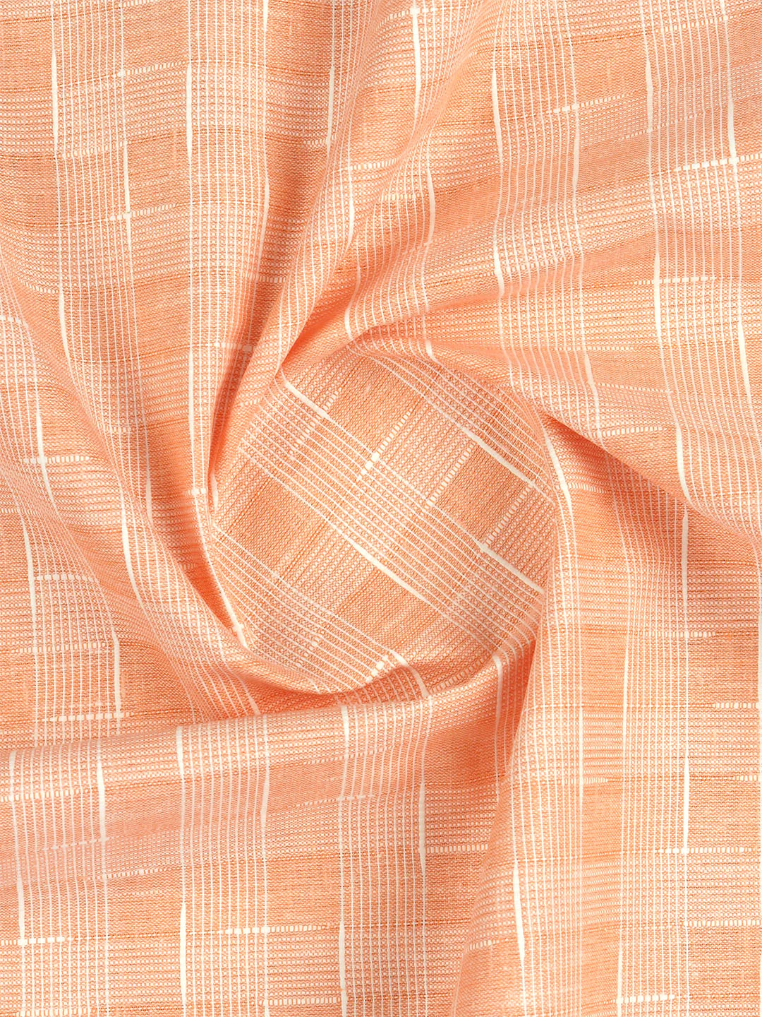 Cotton Blend Self Design Orange Fabric Pink High Style