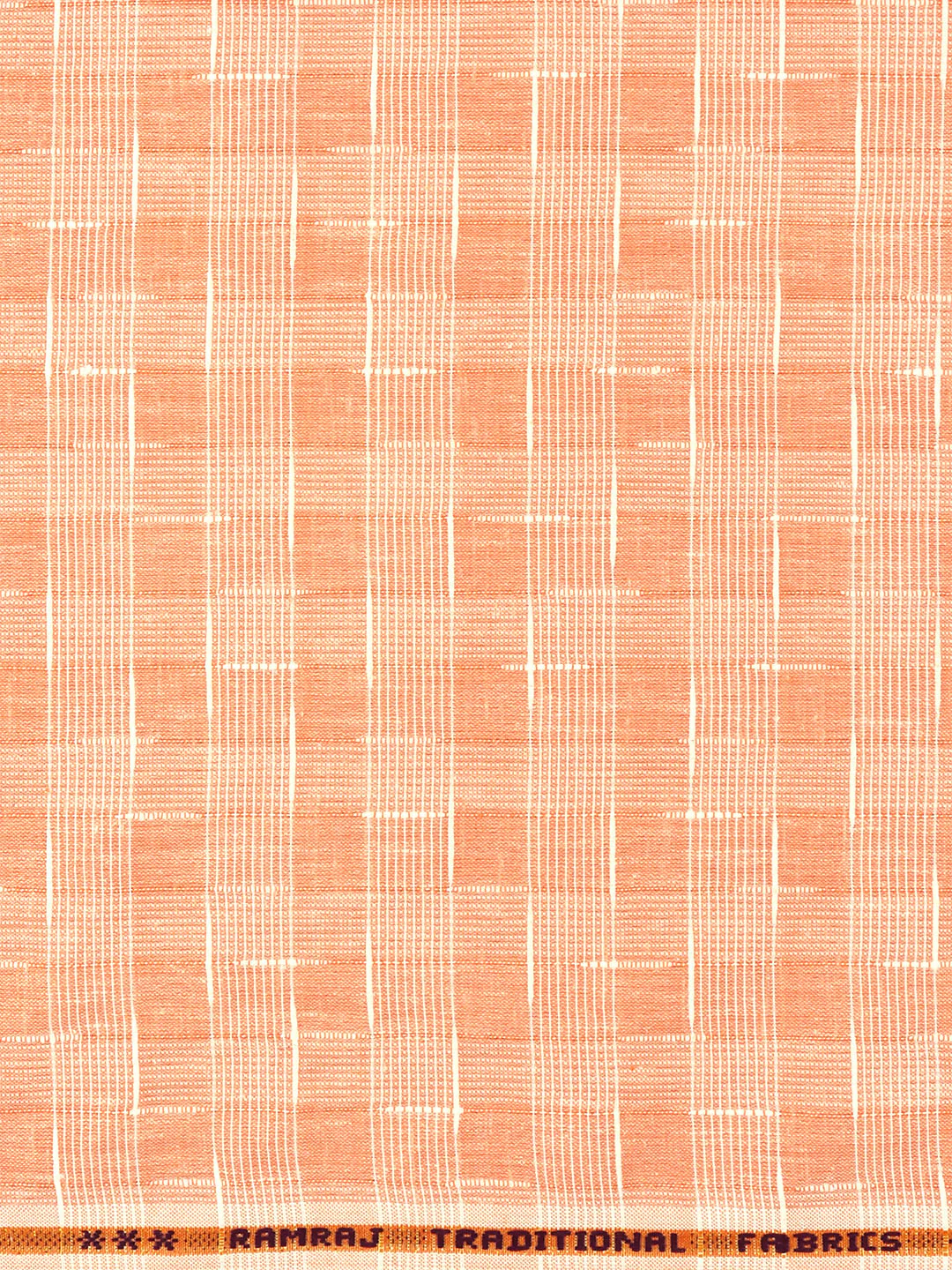 Cotton Blend Self Design Orange Fabric Pink High Style - Image 3
