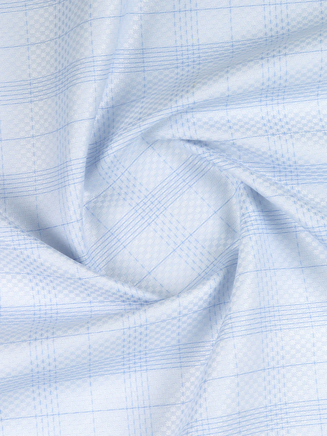 Cotton Blend Self Design Shirt Fabric Blue High Style