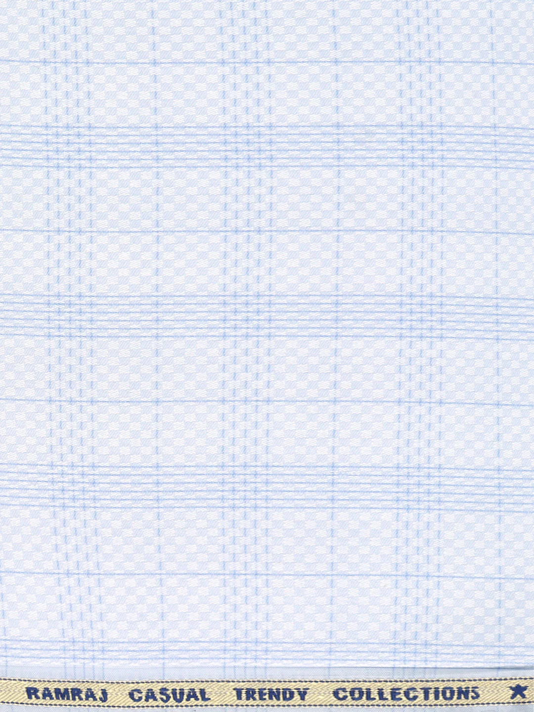 Cotton Blend Self Design Shirt Fabric Blue High Style - Image 3