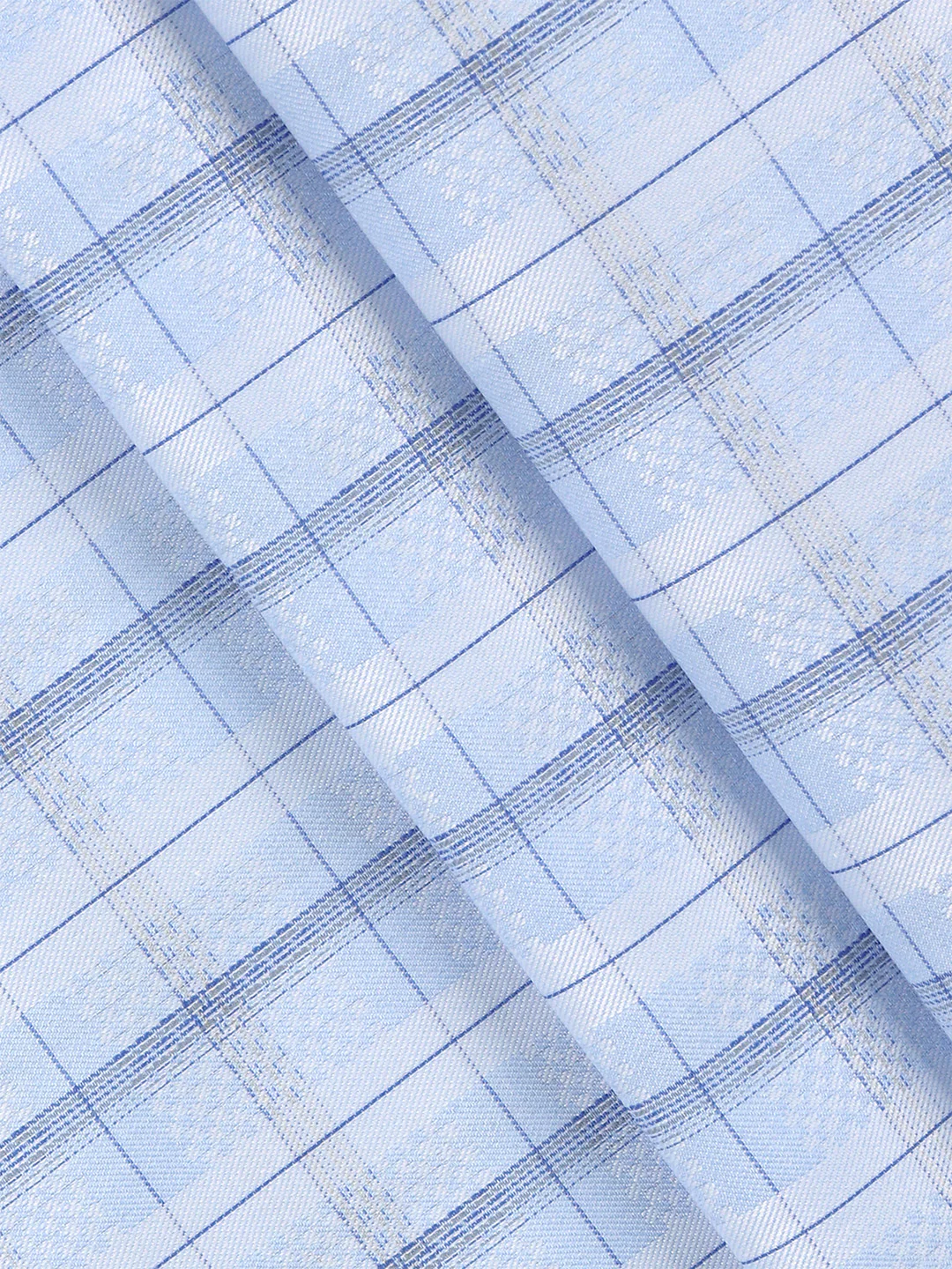 Cotton Blend Self Design Shirt Fabric Blue High Style - Image 2