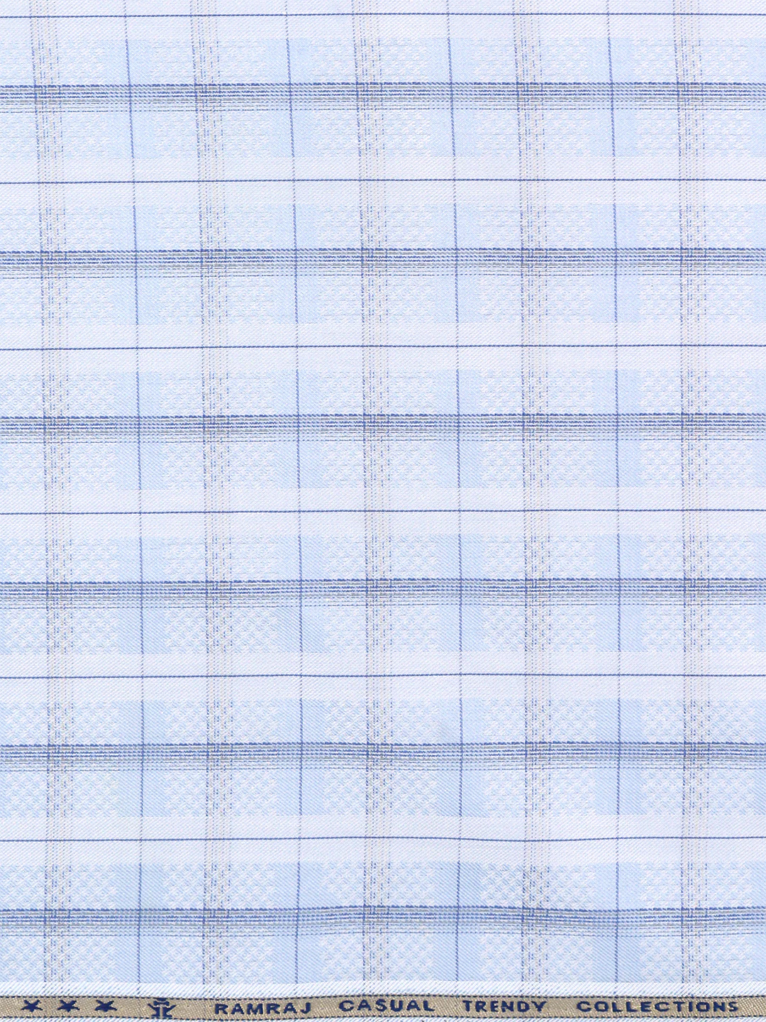 Cotton Blend Self Design Shirt Fabric Blue High Style - Image 3