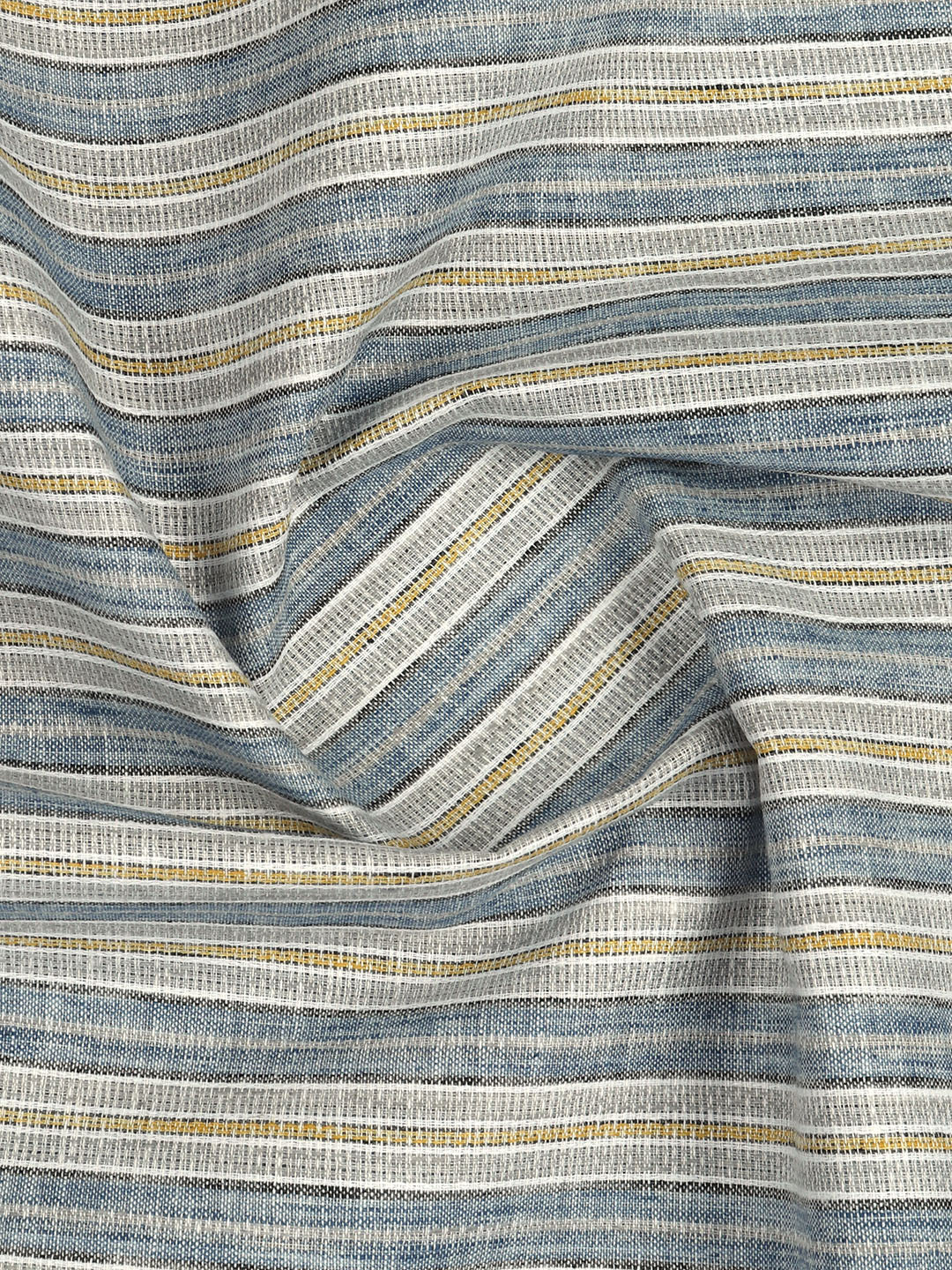Cotton Blend Self Design Shirt Fabric Blue with Grey High Style
