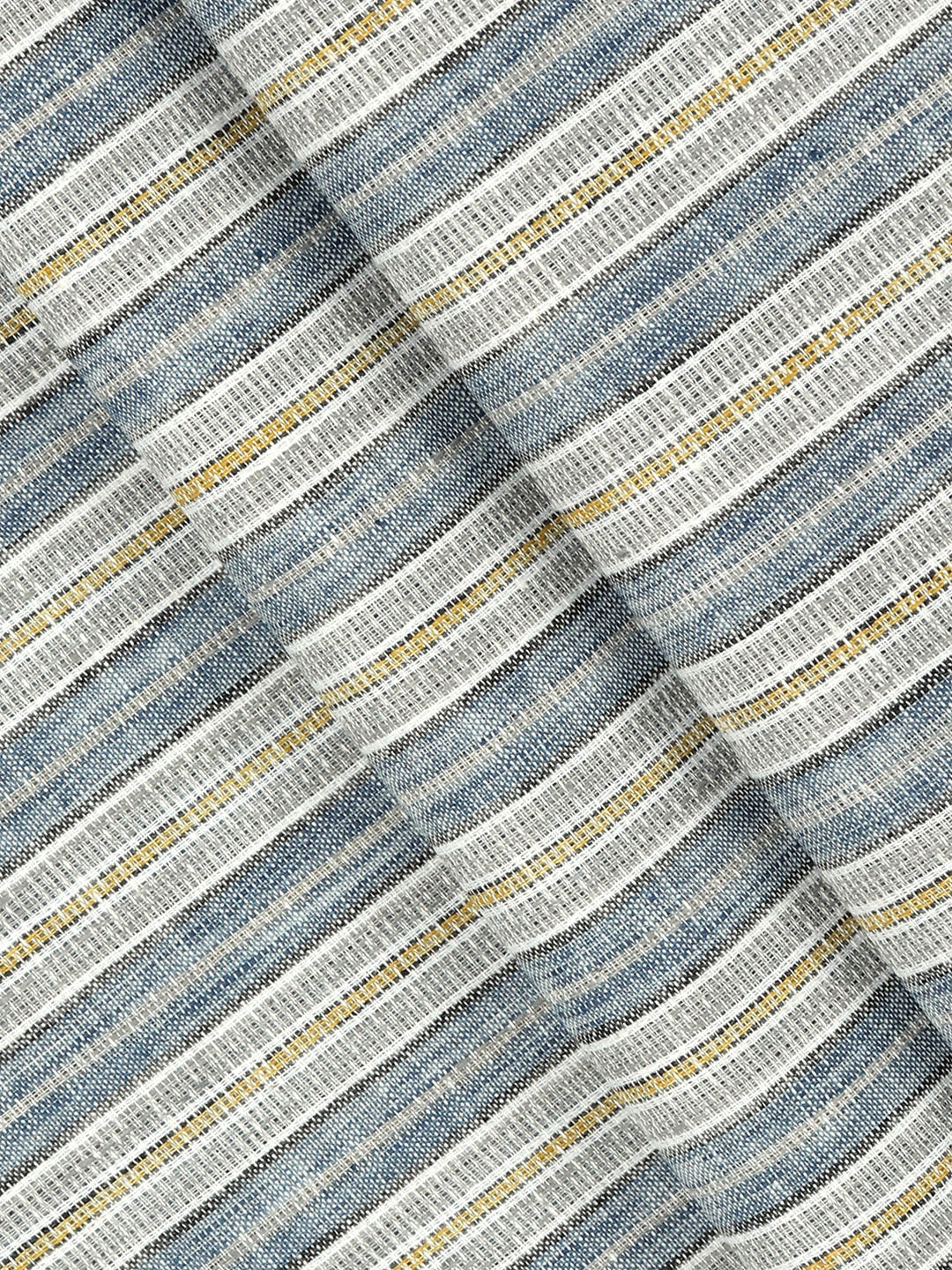 Cotton Blend Self Design Shirt Fabric Blue with Grey High Style - Image 2